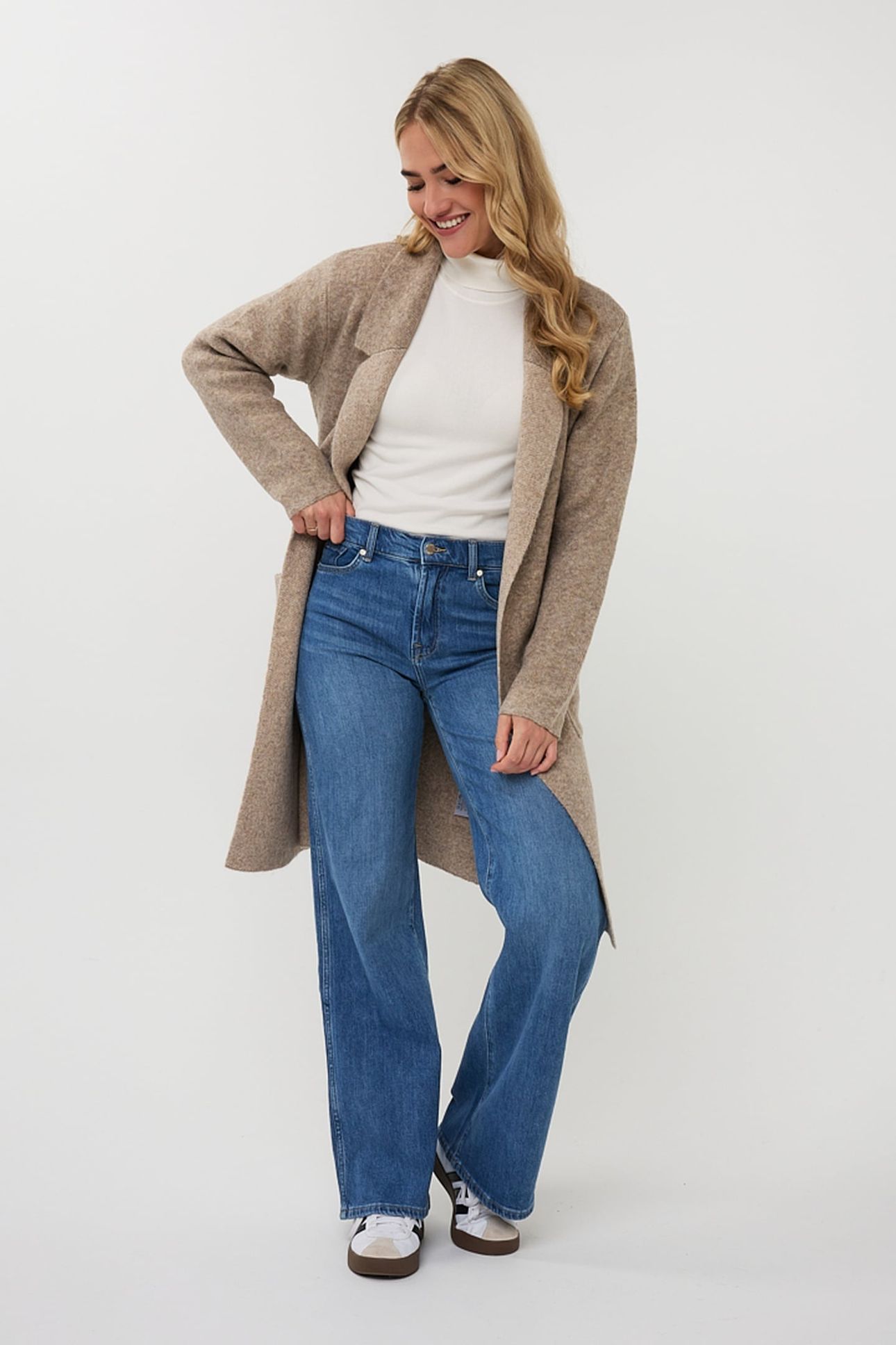 CARDIGAN LONG POCKETS TAUPE MELANGE 2