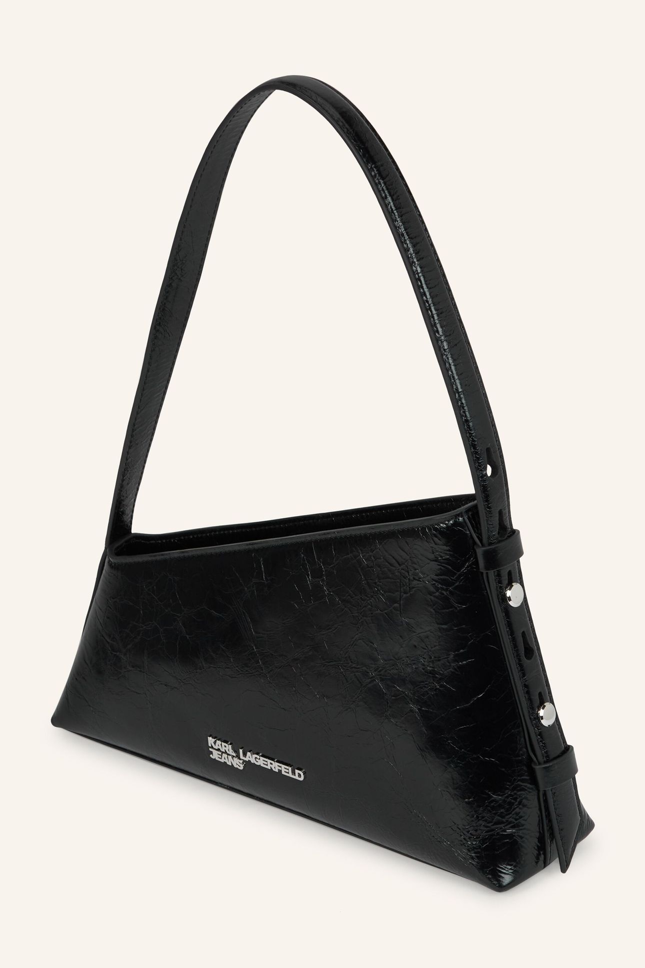 KLJ GEO LTHR SHOULDERBAG SHINY BLACK 4