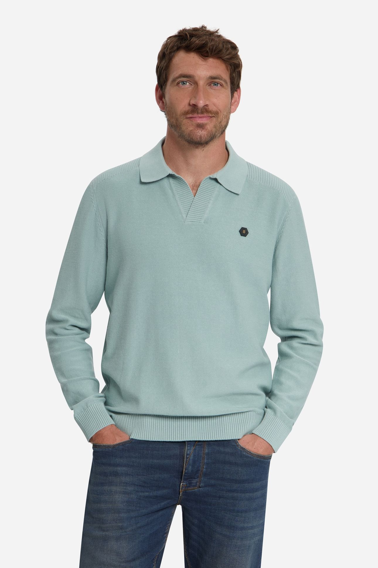 PULLOVER V-COLLAR SHOULDER DETAIL DUSTY BLUE 2