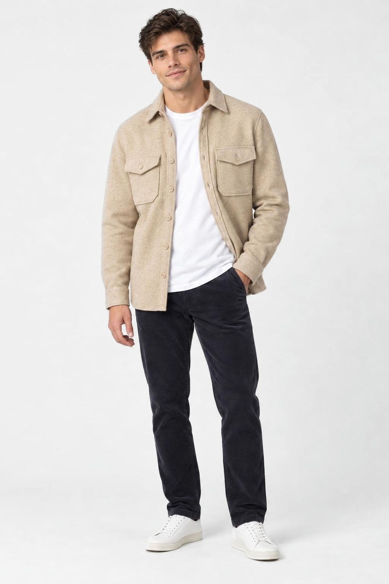 WOOL LOOK OVERSHIRT SAND 3