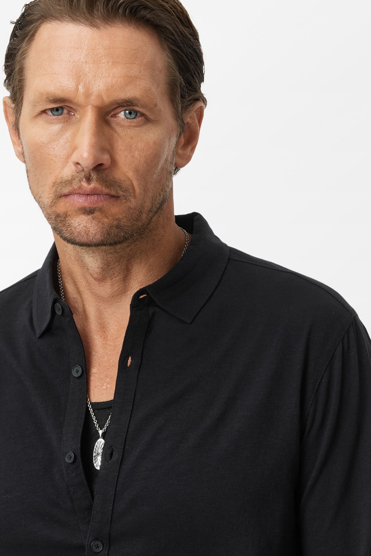 GARETH LS MERCERIZED KNITS SHIRT BLACK 3