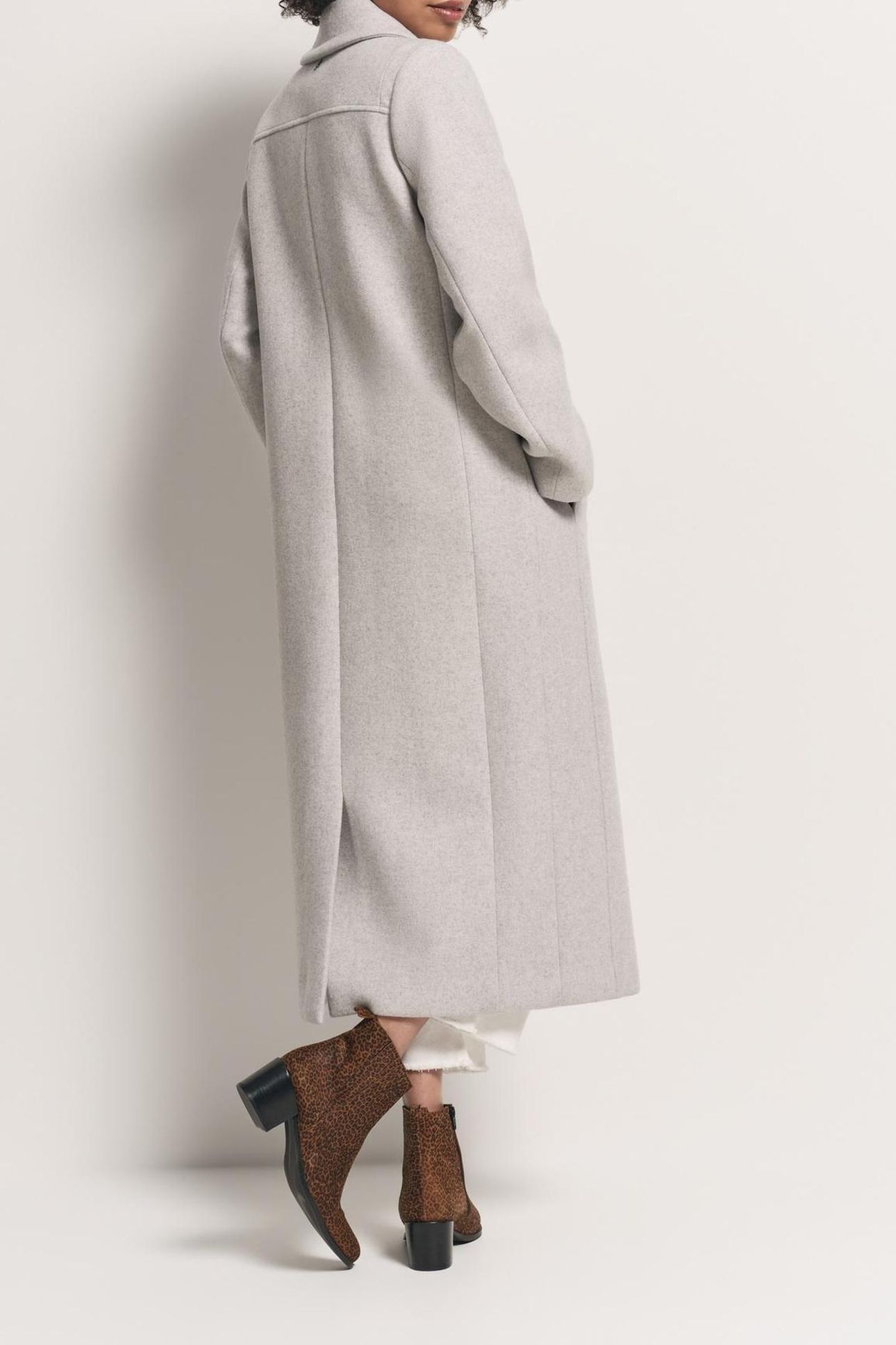 DWAIN - GREY DOUBLE-BREASTED BUTTONED LONG COAT 2