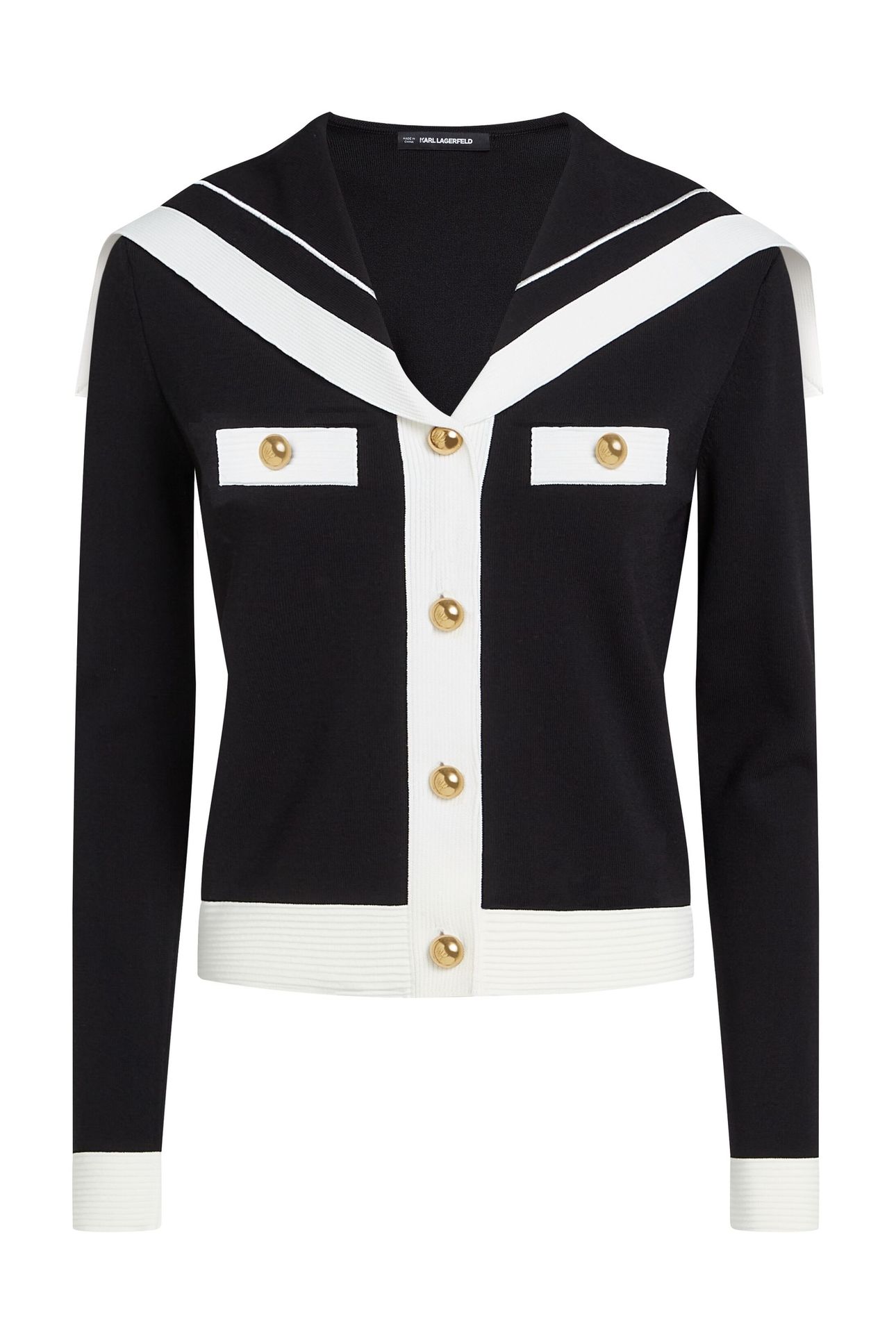 NAUTICAL KNIT CARDIGAN BLACK/WHITE 1