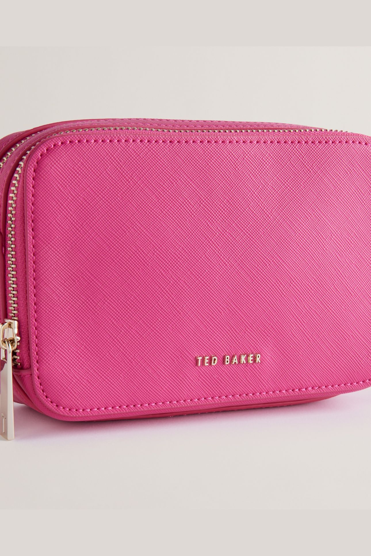 SAFFREY SAFFIANO DOUBLE ZIP MINI BAG PINK 3