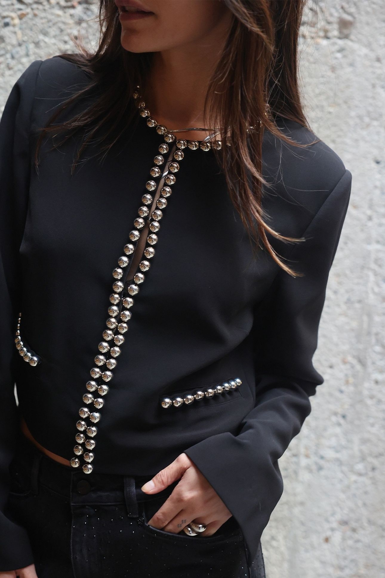 VIRGO BEAD BLAZER RAVEN 7