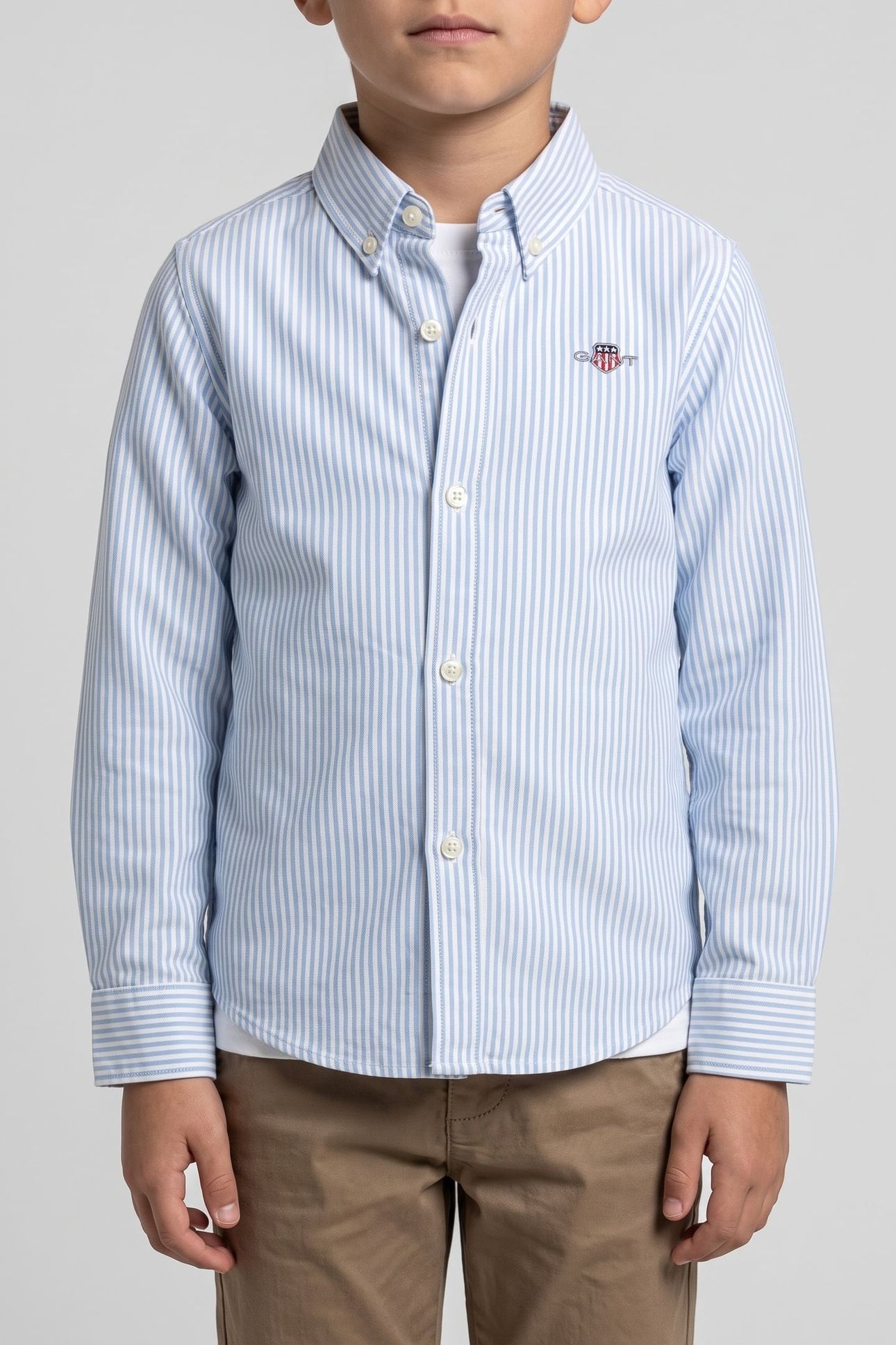 KIDS BOYS SHIELD OXFORD STRIPE SHIRT SKY BLUE 1