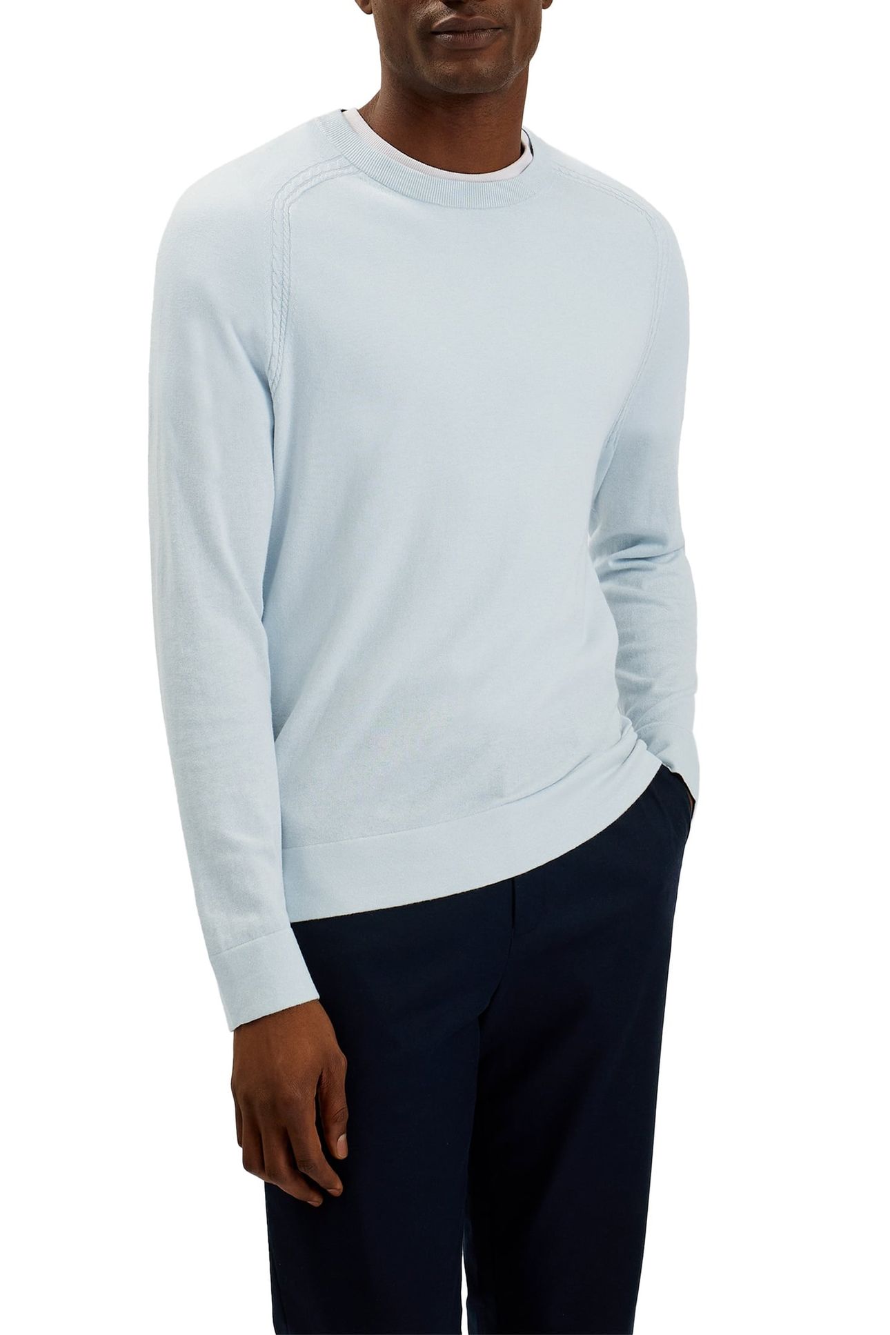 TIVOL LS REGULAR SILK BLEND CREW NECK PL-BLUE 1