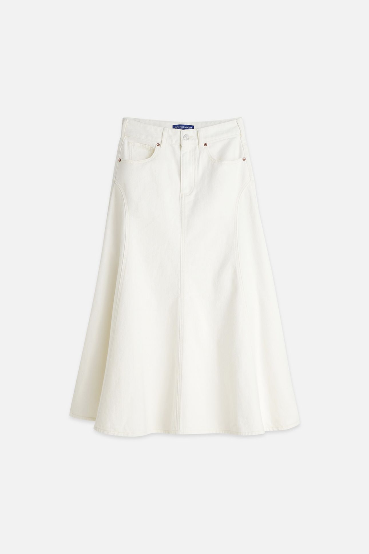 5 POCKET DENIM MAXI SKIRT STARDUST WHITE 1
