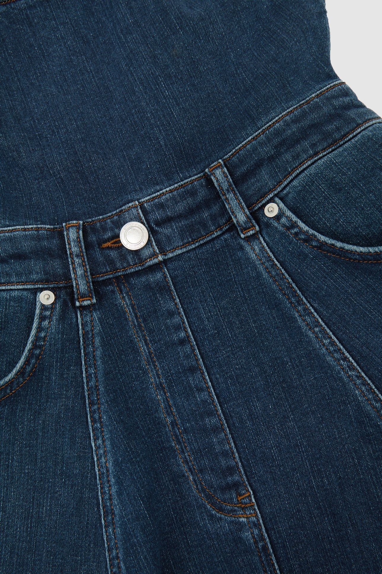 WAISTED DENIM MIDI DRESS INDIGO BLUE 5