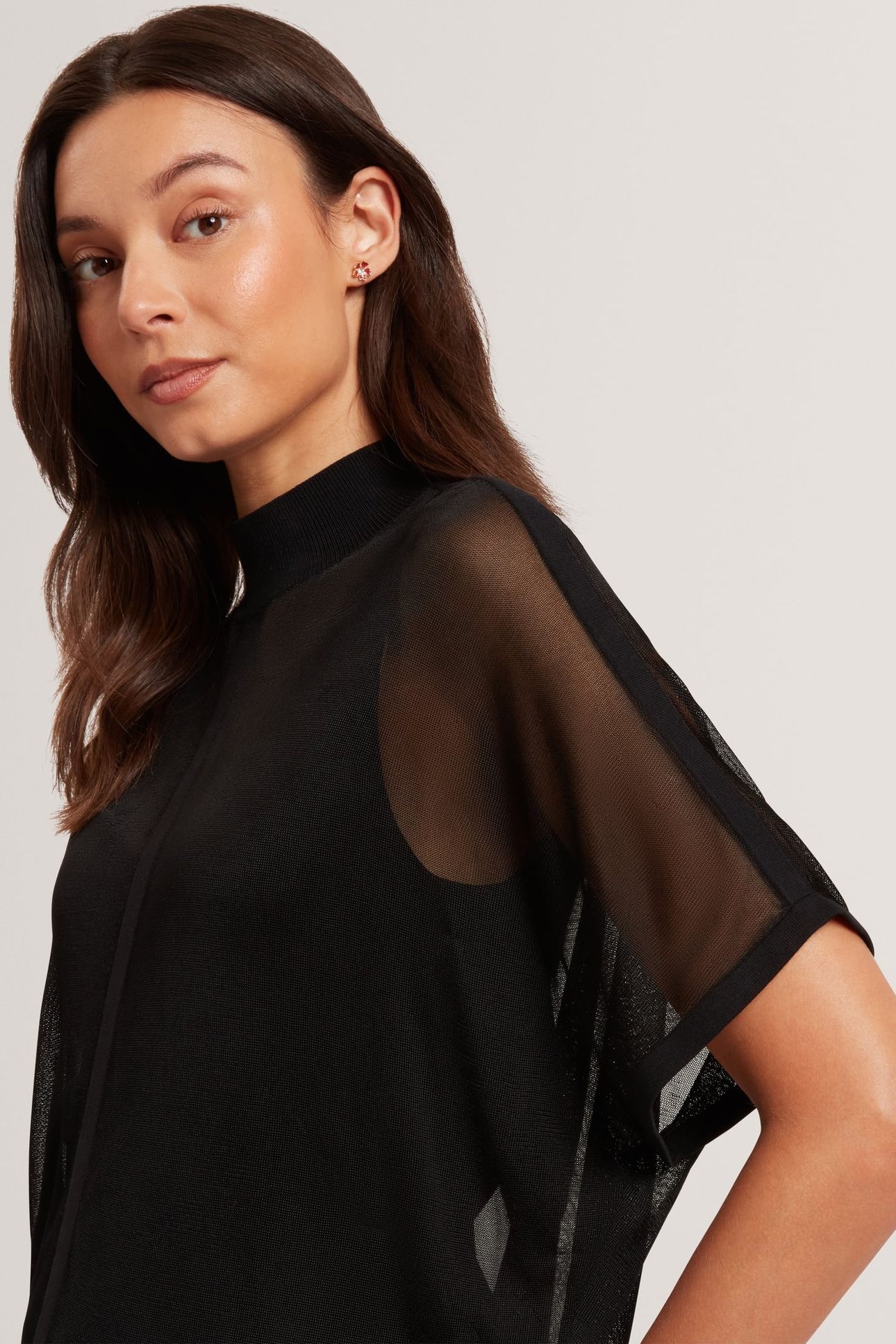 KNITTED TOP WITH SHEER DETAILING BLACK 4