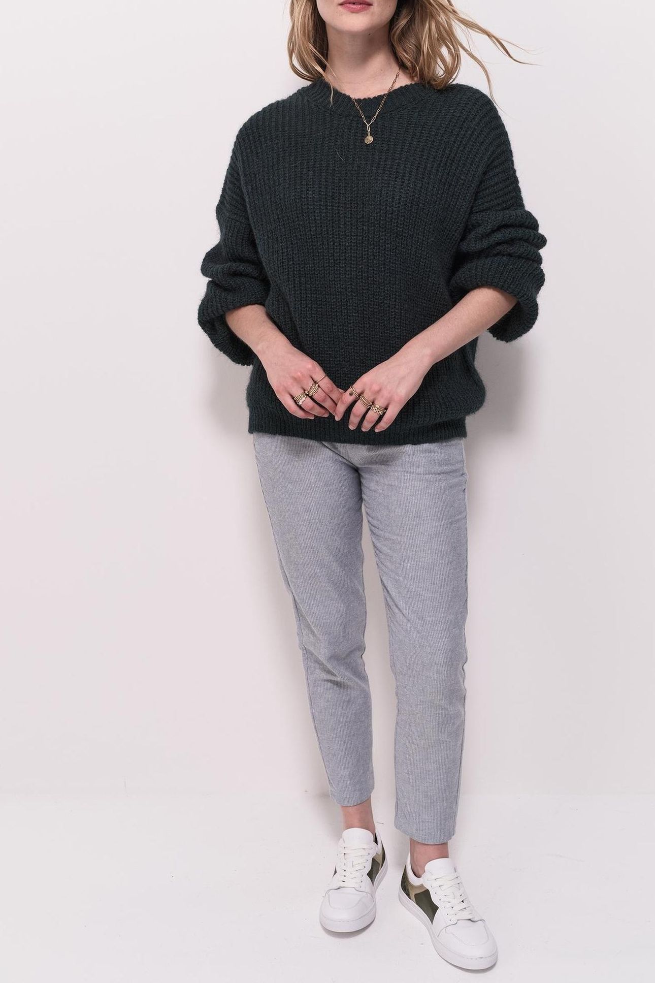 TREFLE - GREEN REVERSIBLE KNIT FRONT/BACK CARDIGAN 3