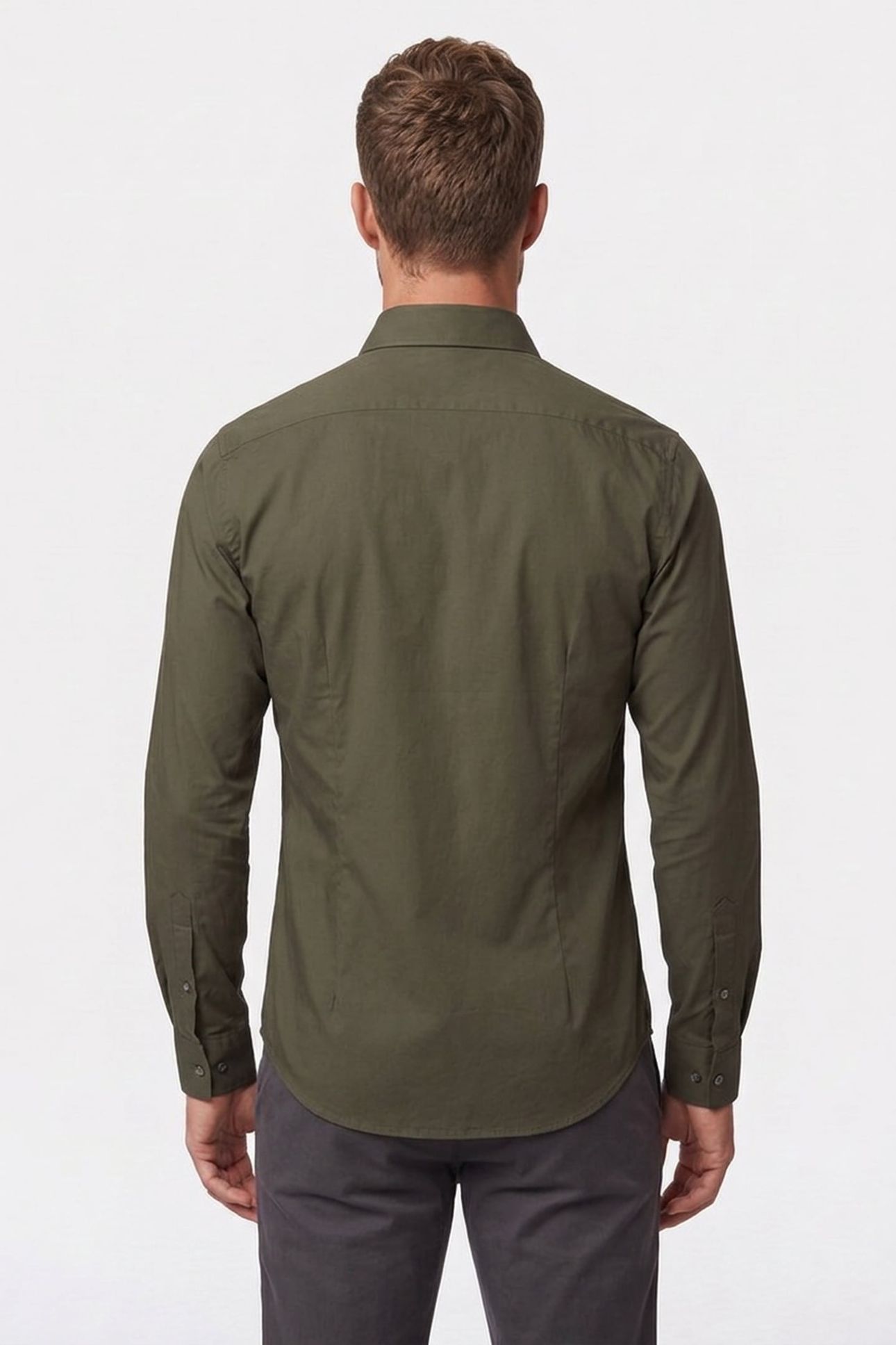 SLIM ESSENTIALS POPLIN SHIRT FOREST 2