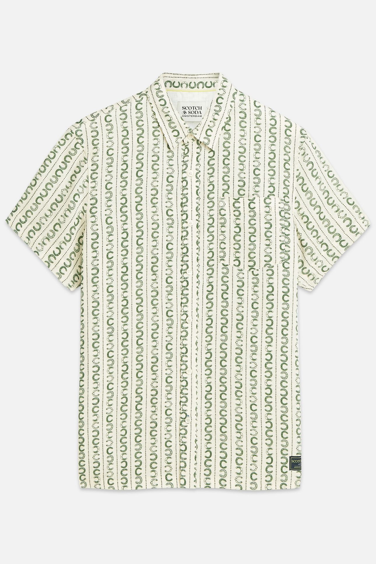 PRINTED LINEN REGULARFIT SHORTSLEEVED SHIRT LIGHT BEIGE 1