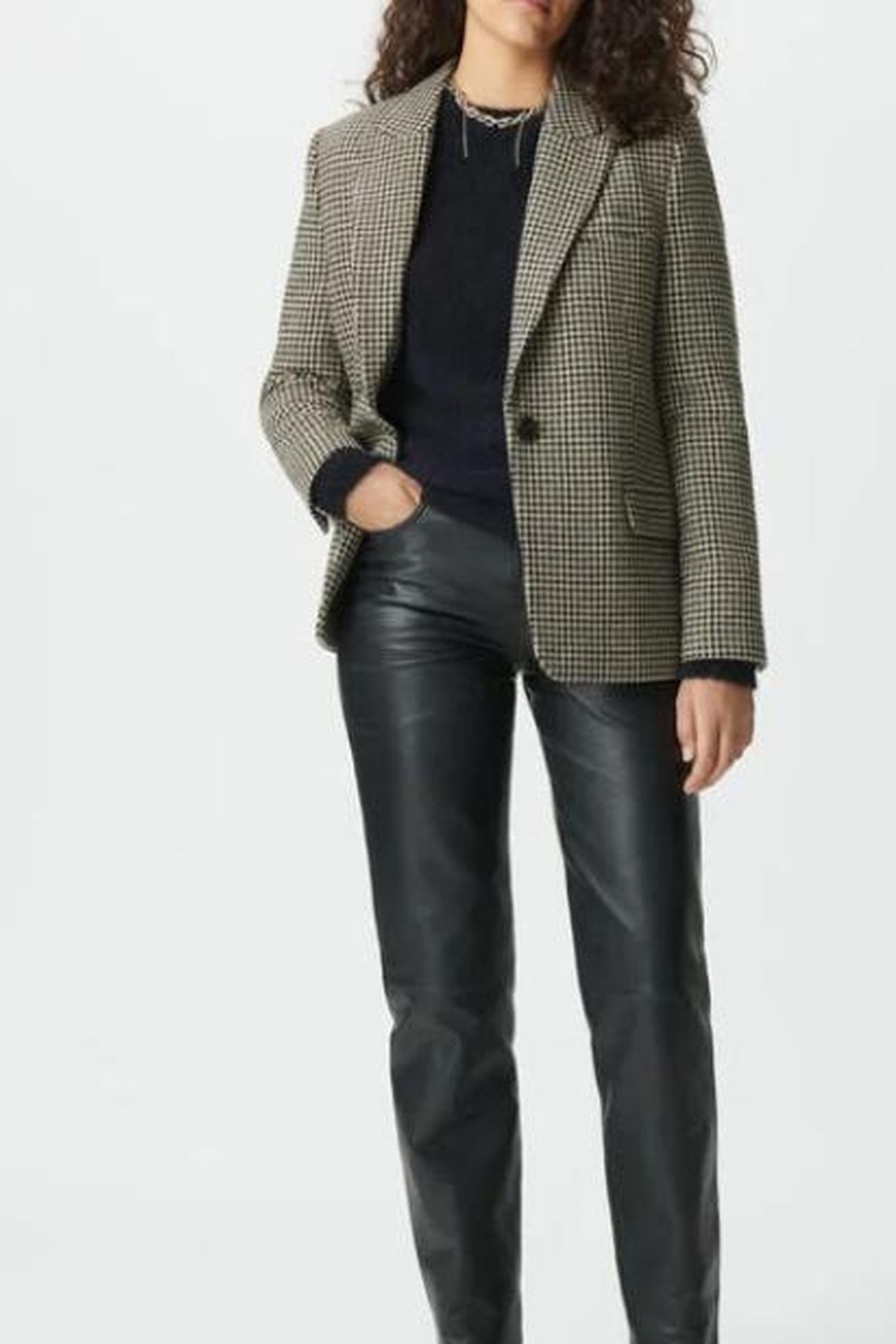 BEIGE HOUNDSTOOTH SUIT JACKET 3