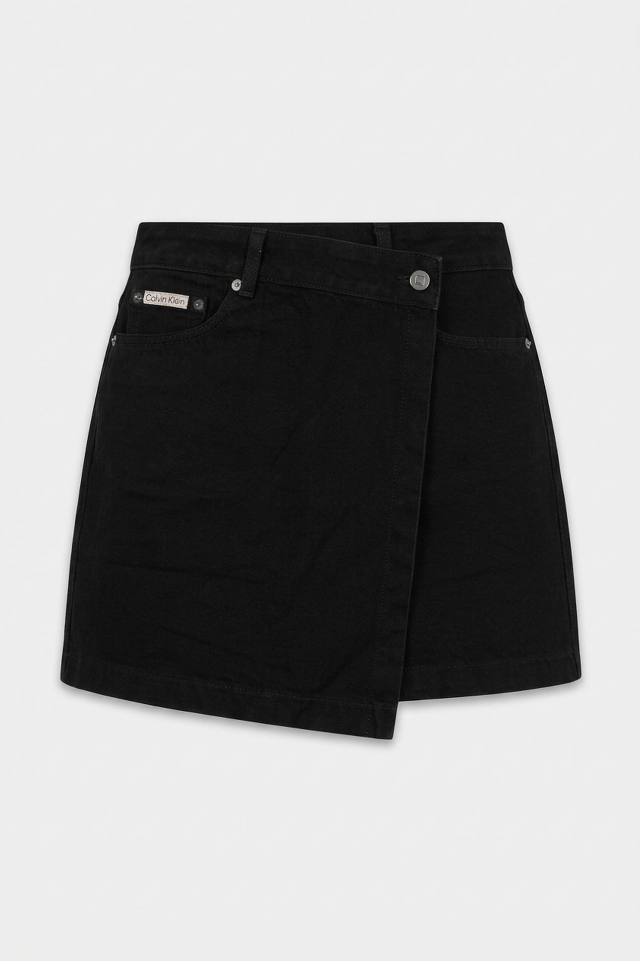 DENIM MINI WRAP SKIRT SOFT BLACK 3
