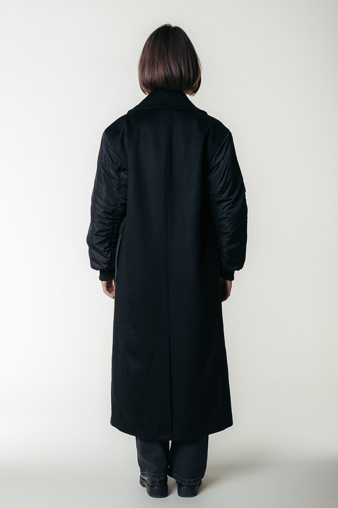 ADA CONTRAST WOOL LONG COAT BLACK 2