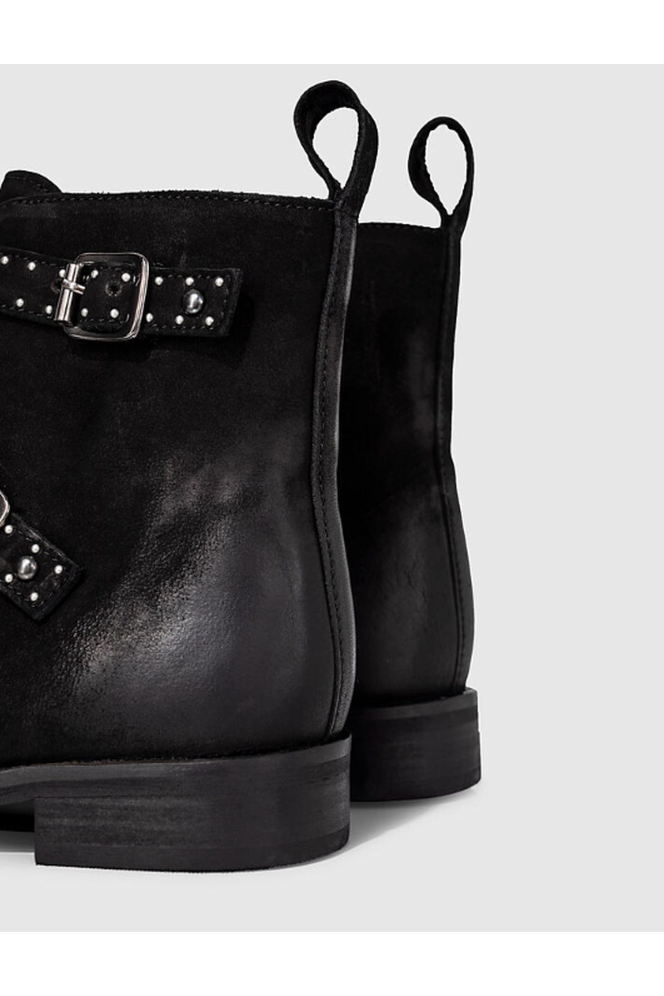 GIRLS’ BLACK BUCKLE AND STUDS LEATHER COMBAT BOOTS 5