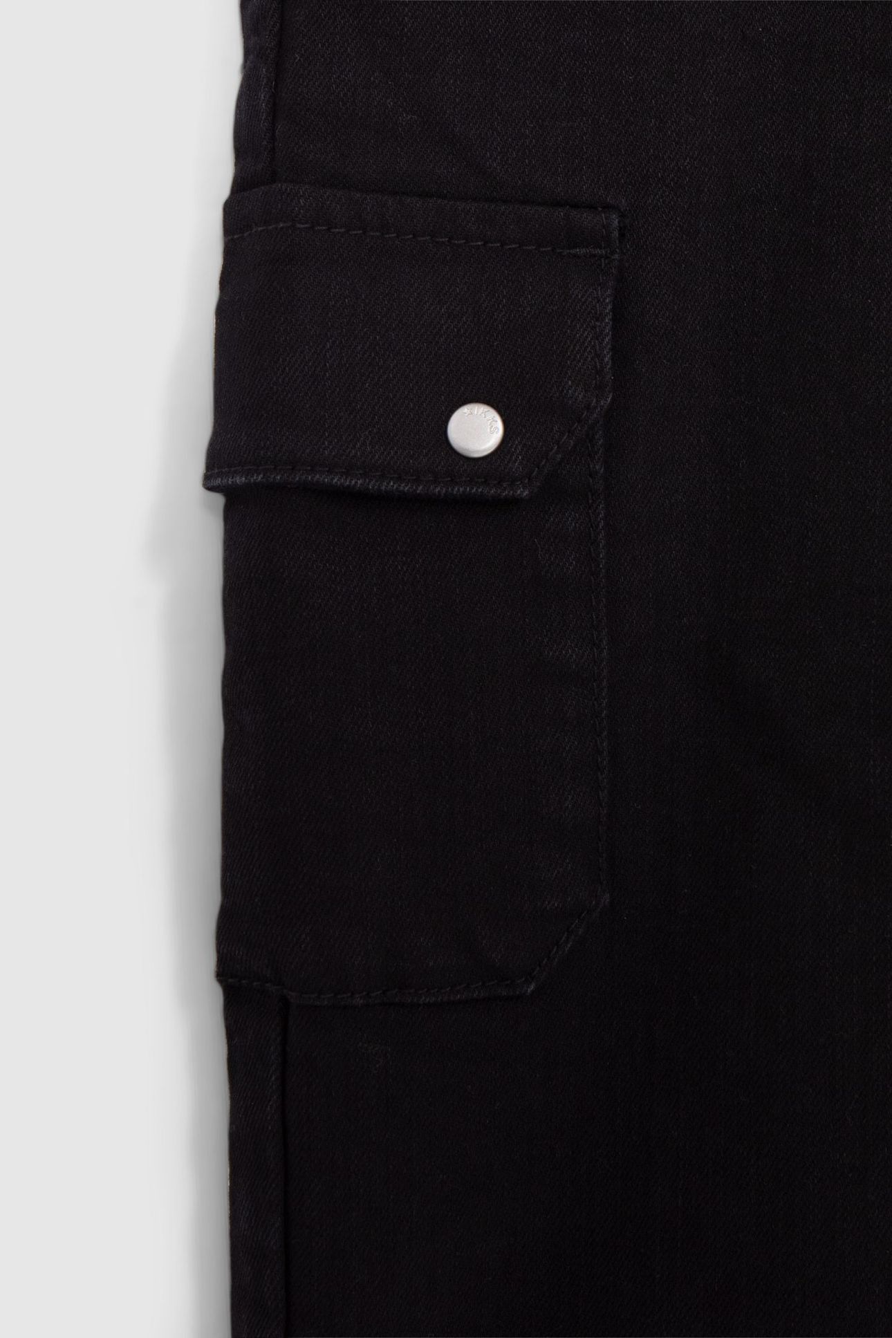GIRL'S BLACK STUDDED STRAIGHT CARGO JEANS 6