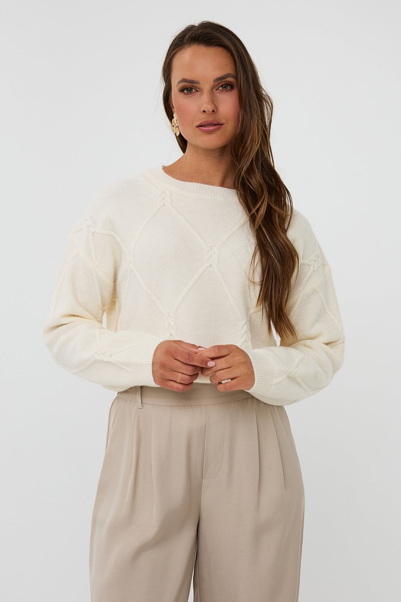 SWEATER CABLE SQUARE OFF WHITE 2