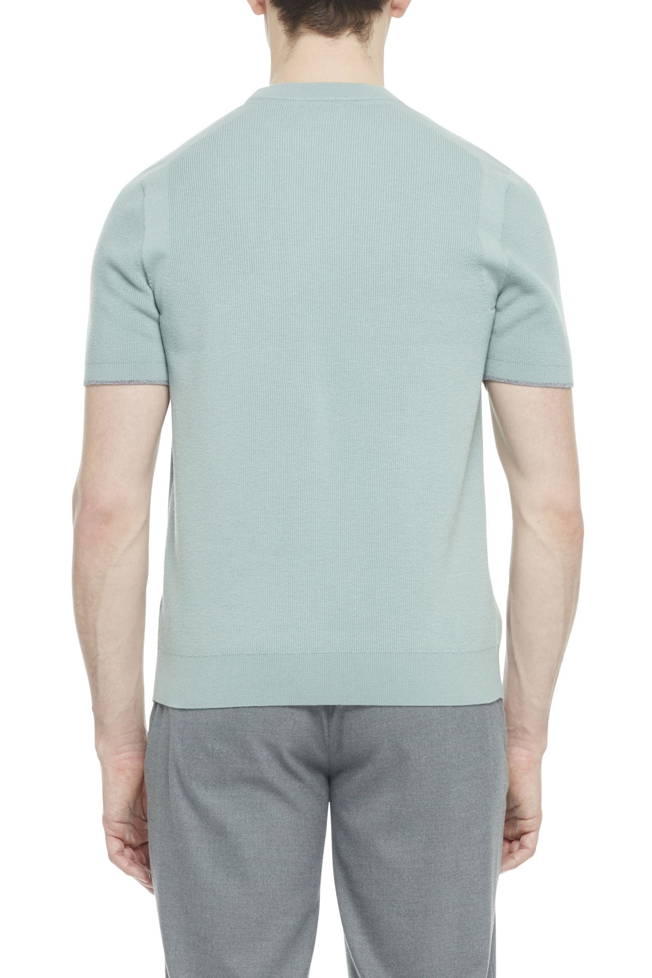 VOISIN SS MIXED RIBBED T SHIRT GREEN 2