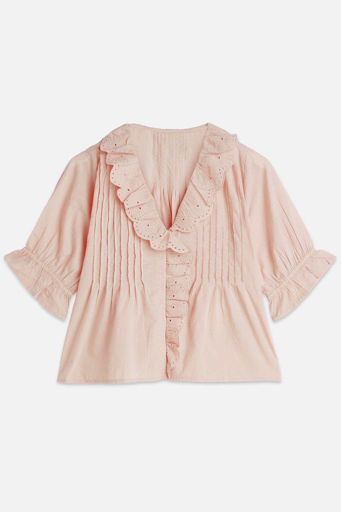 SHORT SLEEVE BLOUSE WITH EMBROIDERED DETAILS ROSE DUST 4