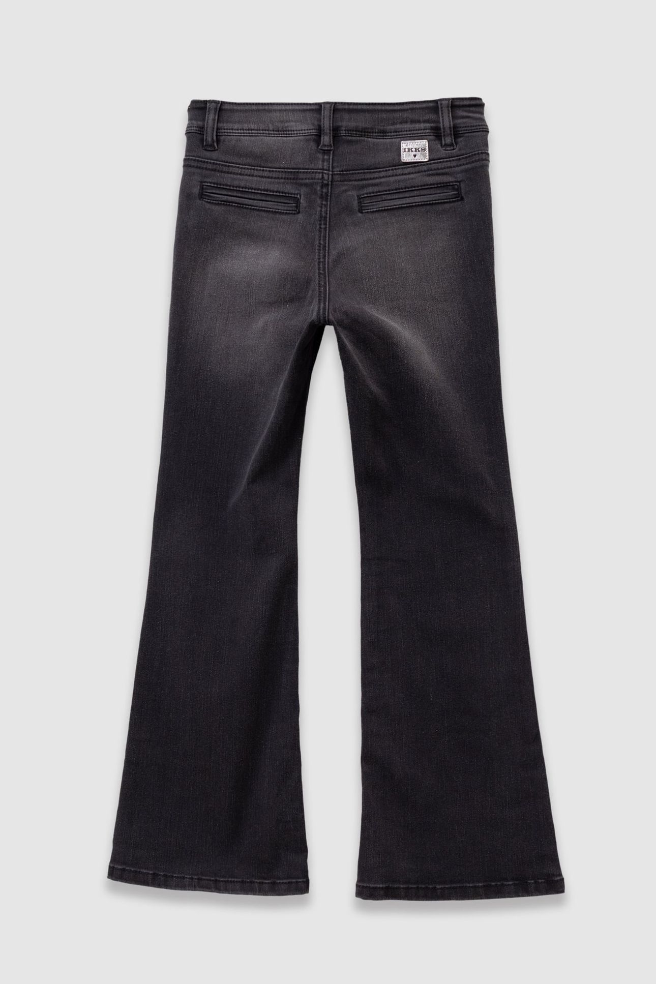 GIRLS’ GREY FLARED JEANS WITH VISIBLE BUTTONS 2