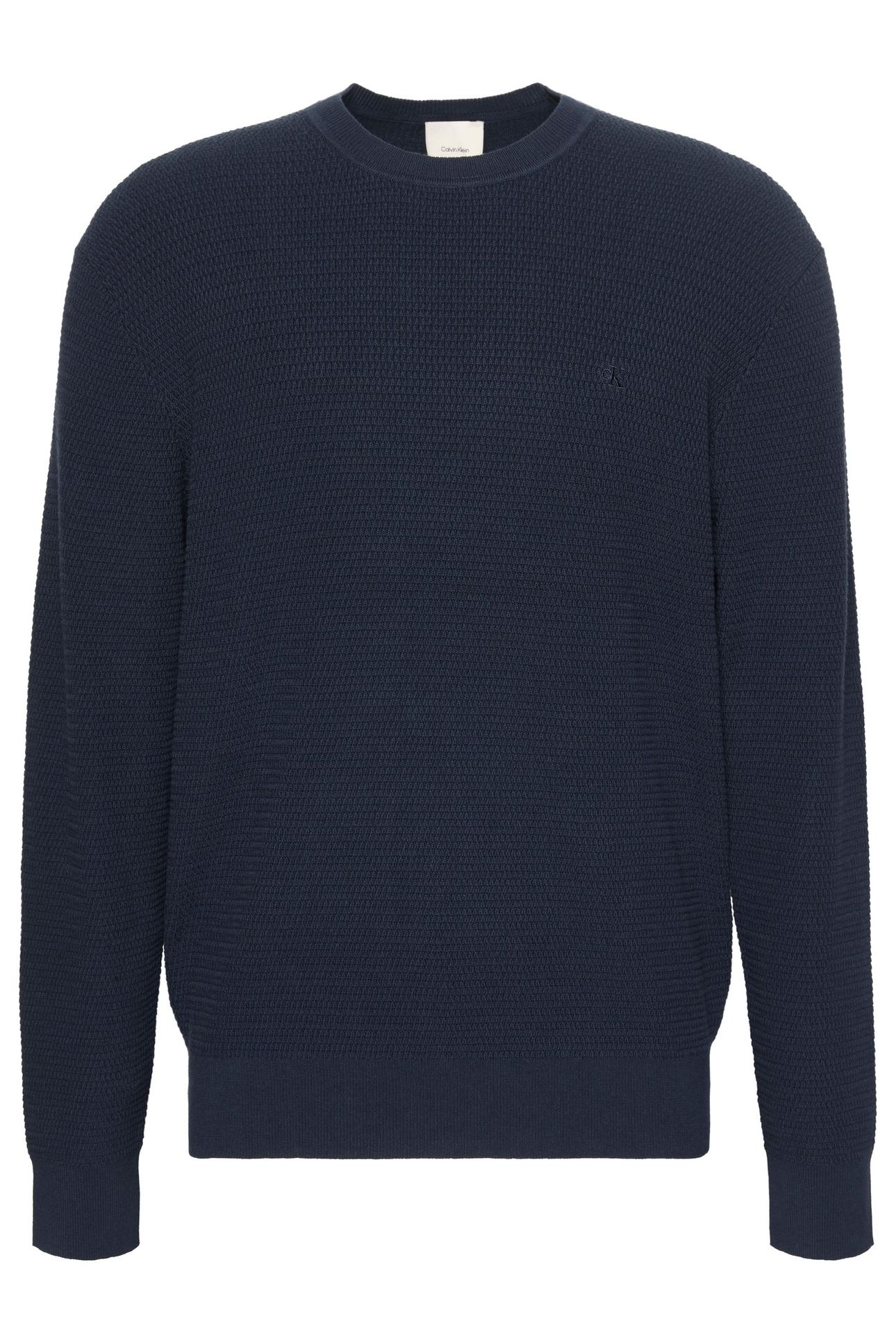 LS TEXTURE COTTON CREW DARK SAPPHIRE 1
