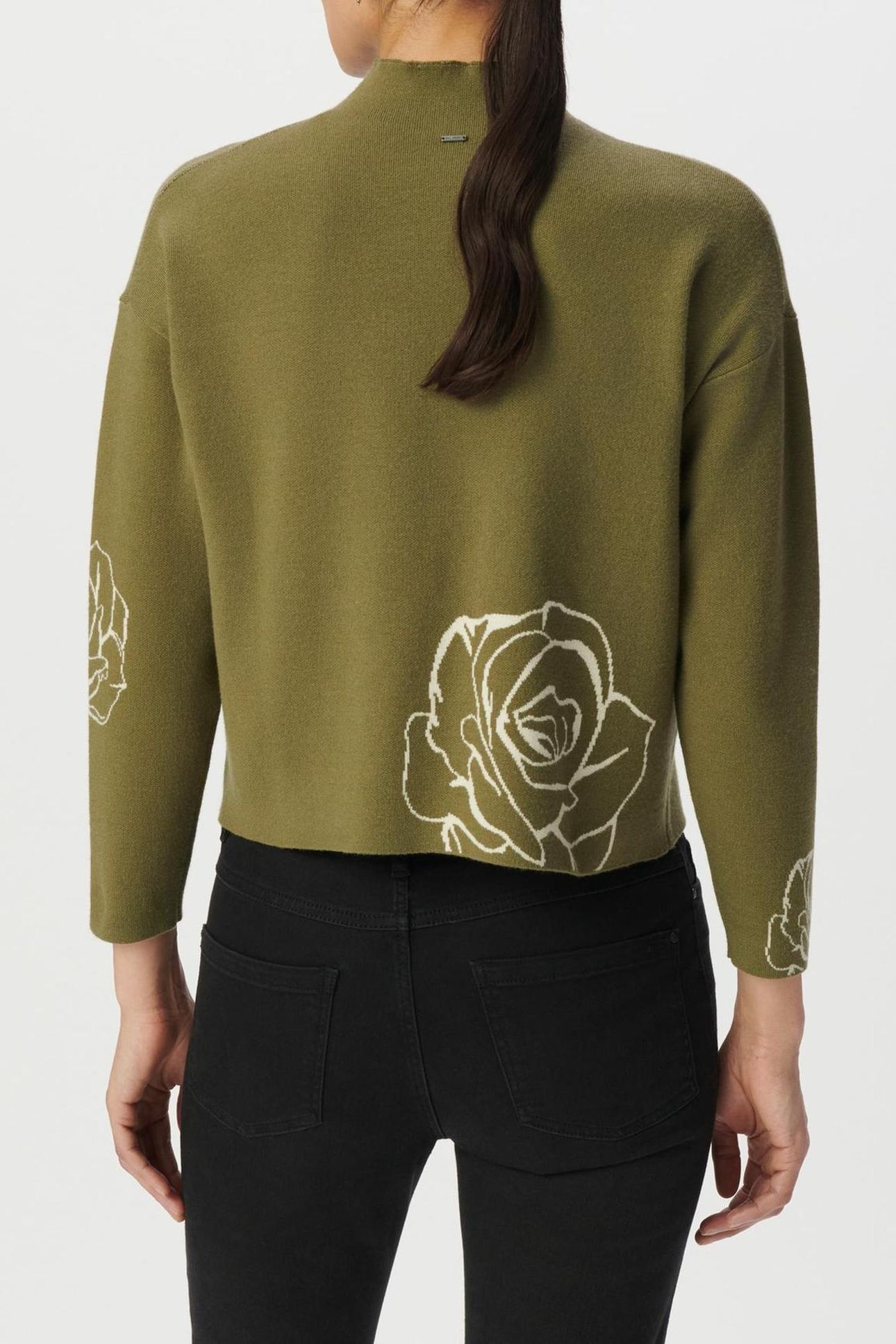 GREEN ROSE JACQUARD KNIT HIGH NECK SWEATER 2
