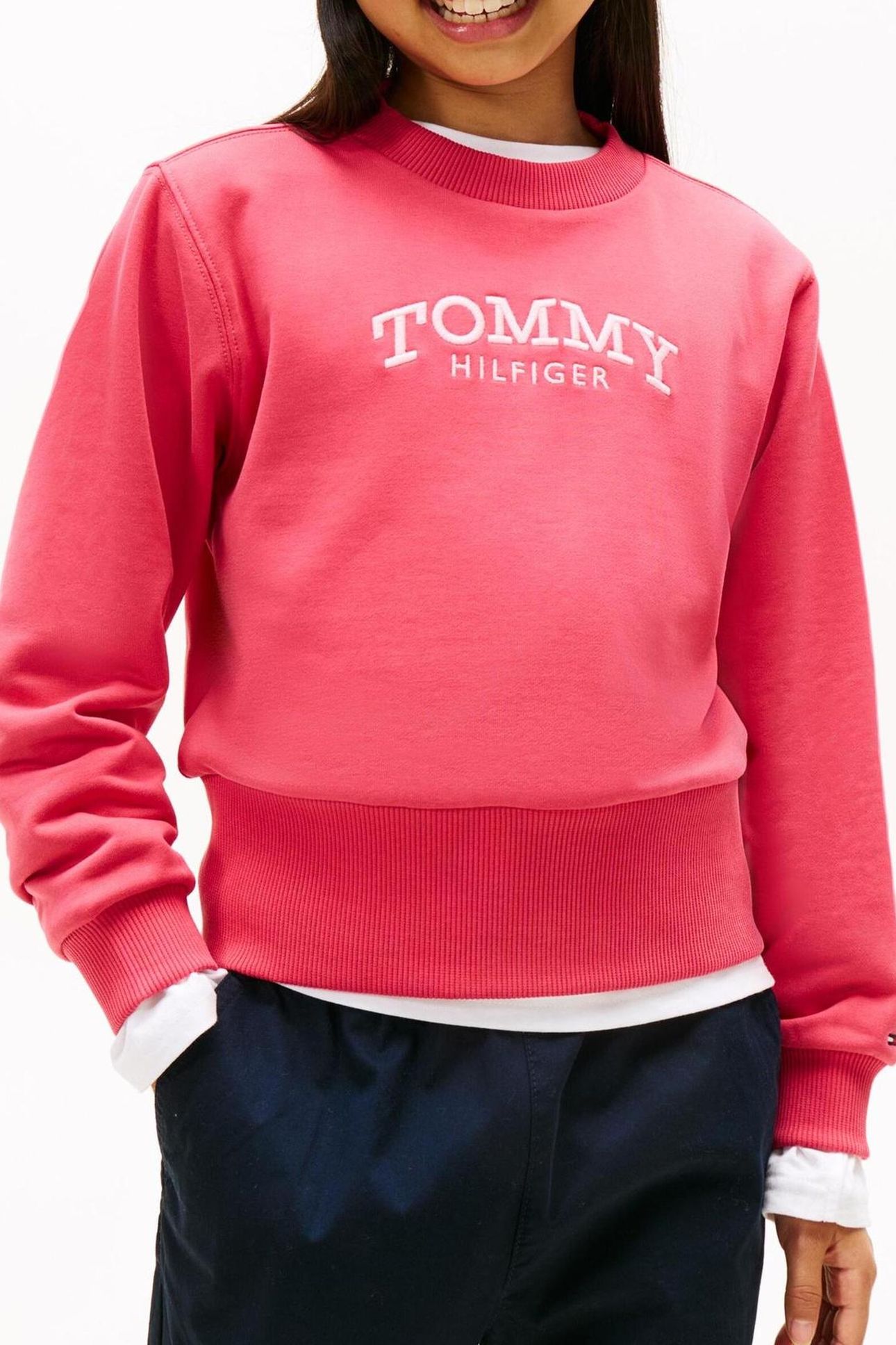 GIRLS HIGH RIB HEM CREW NECK VINTAGE CERISE 6