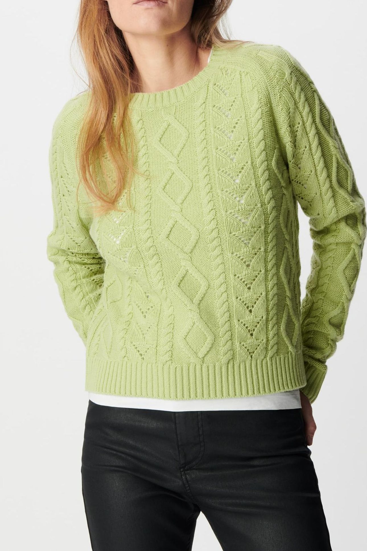 CABLE KNIT MERINO WOOL SWEATER WITH ROUND NECK 1