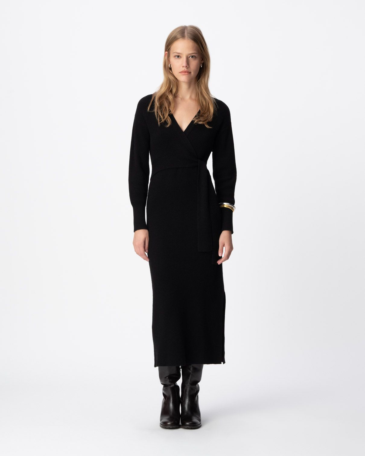 LONG BELTED KNIT DRESS FOR WOMEN 1