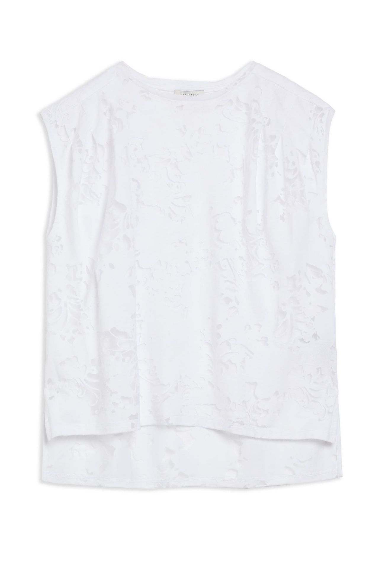 VLEENA PRINTED BURNOUT VEST TOP WHITE 3