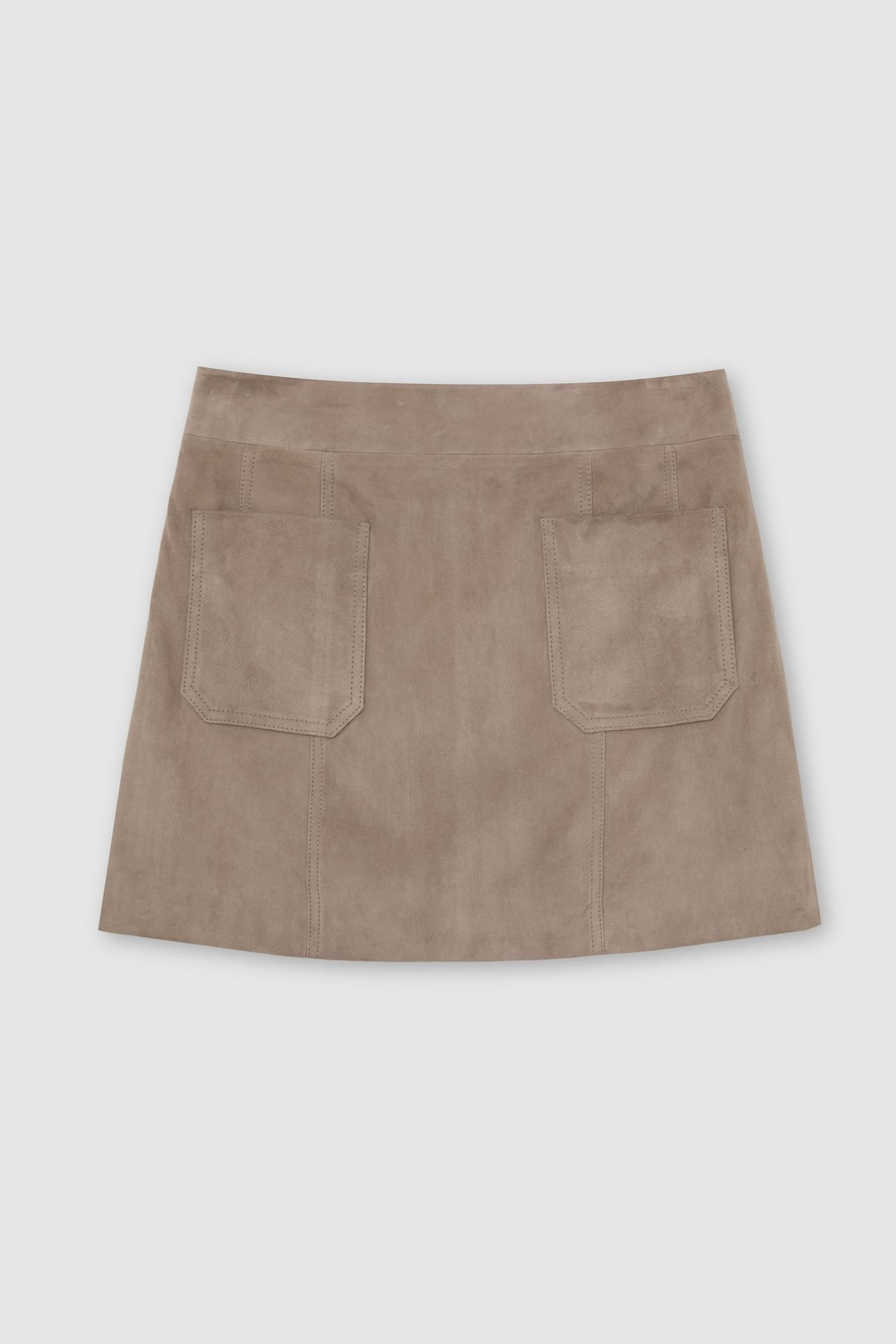 SUEDE PATCH POCKET MINI SKIRT NEUTRAL 4