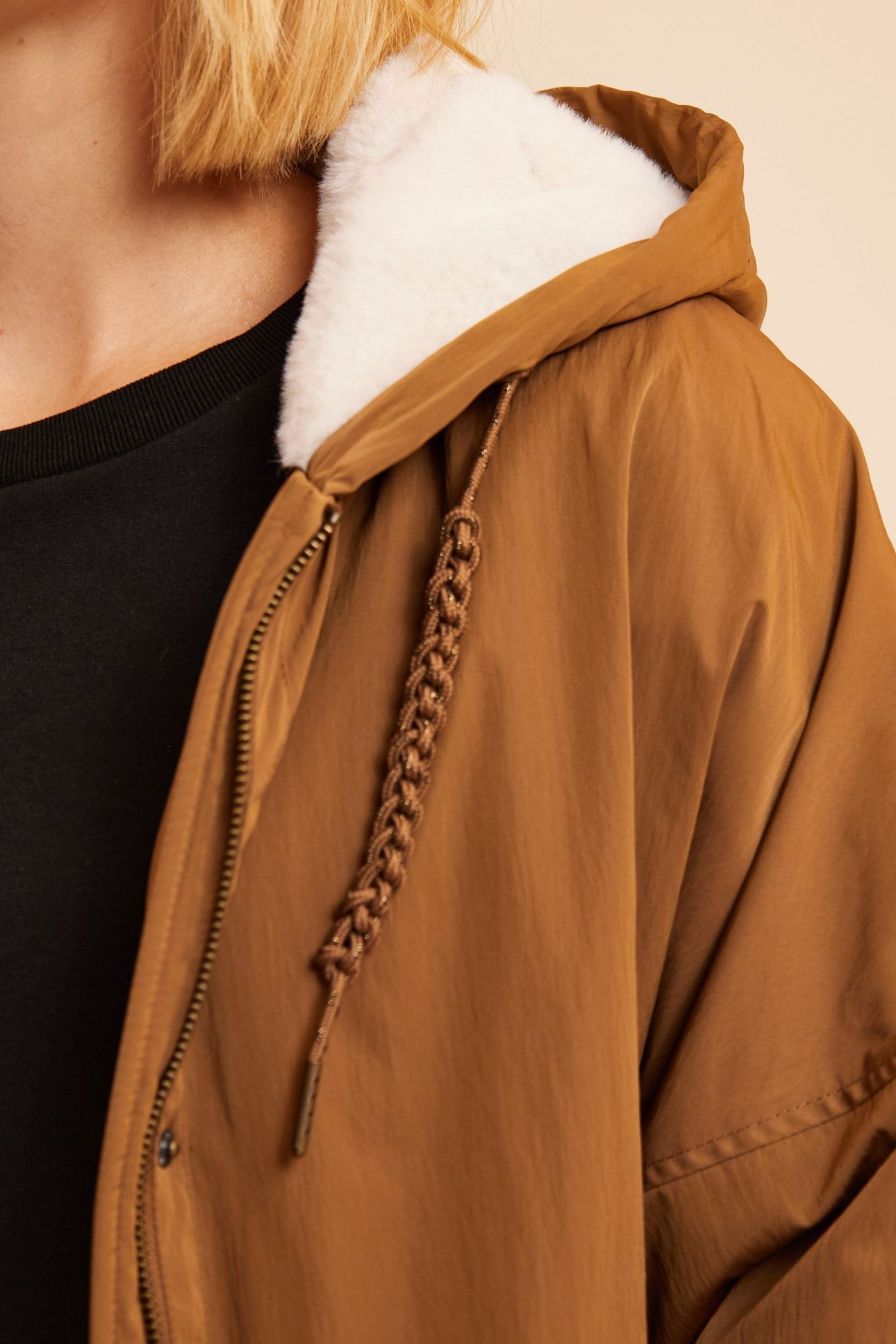 CAMEL NYLON FUR-LINED PARKA 6