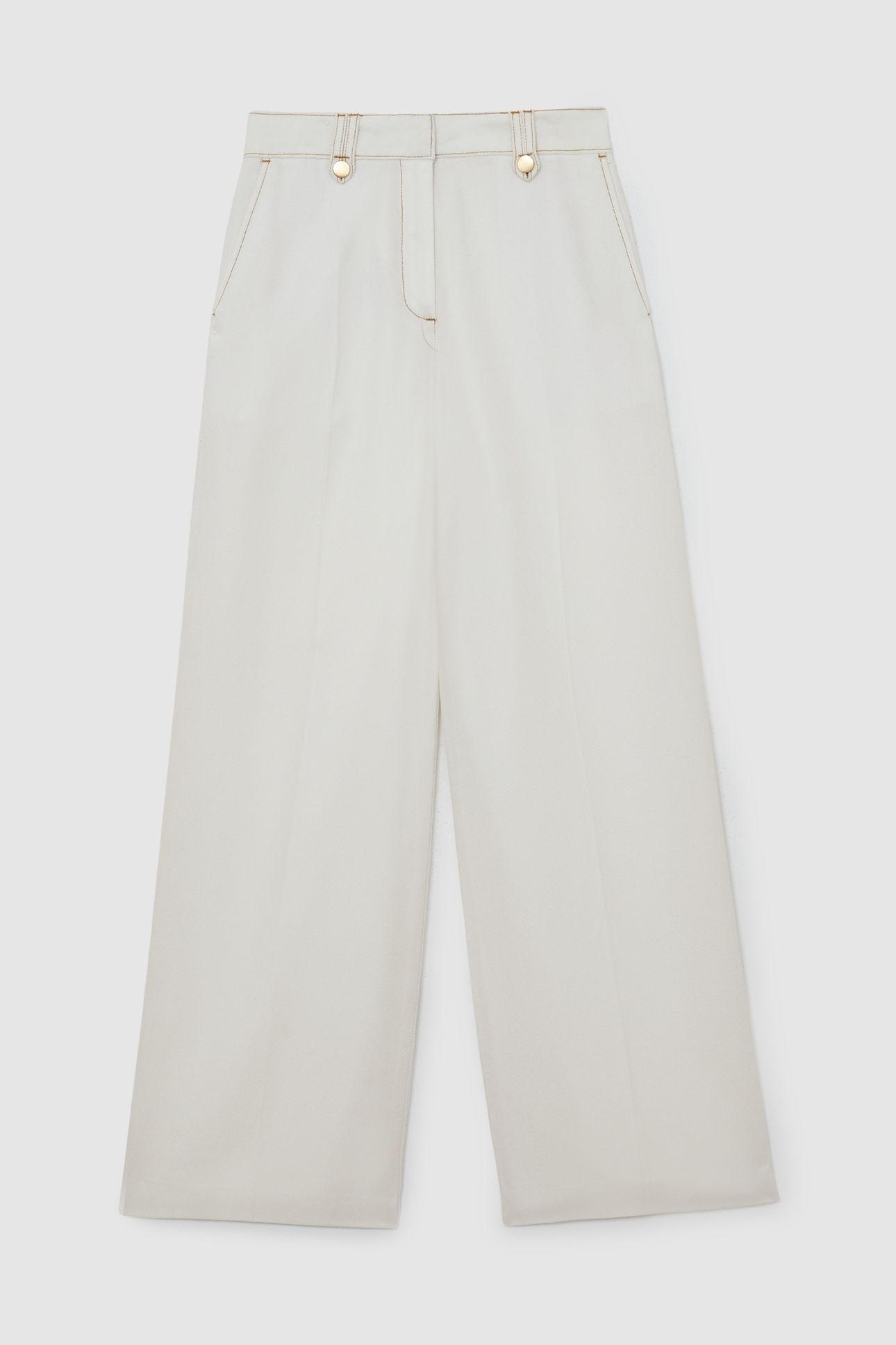 DETAIL WIDE LEG TROUSER WHITE 5