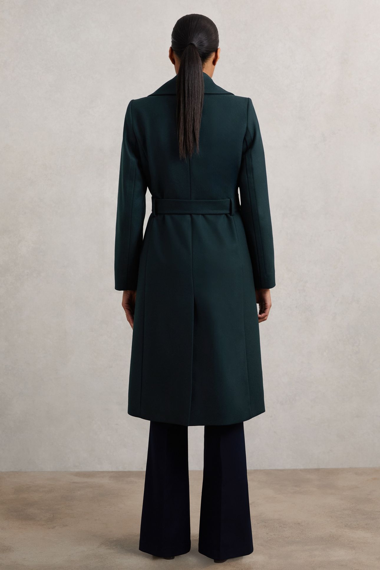 MID LENGTH BELTED COAT TEAL 2