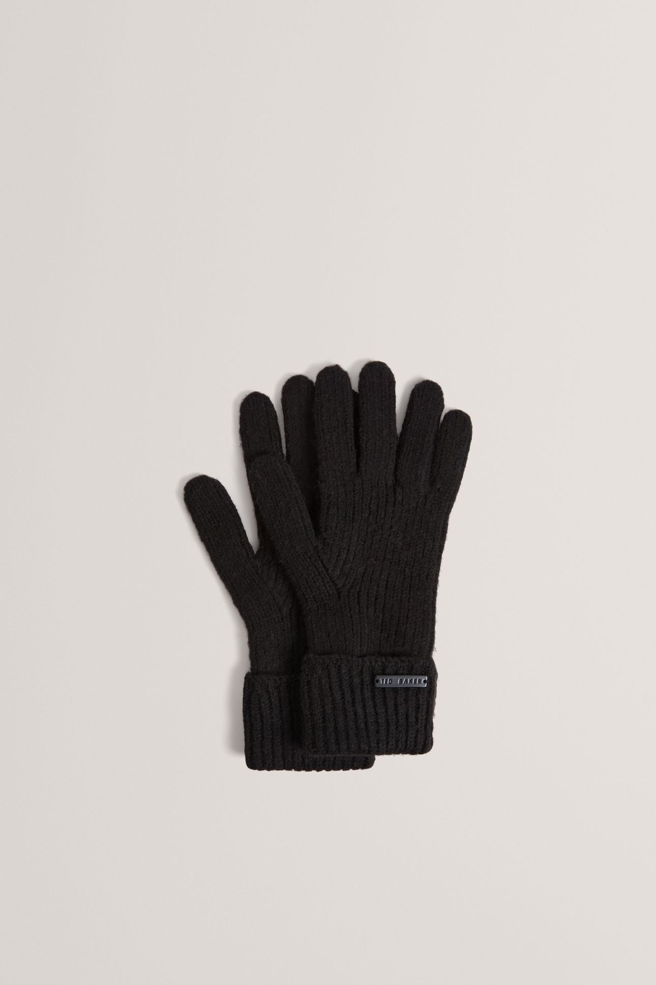 KNITTED RIBBED GLOVES BLACK 1