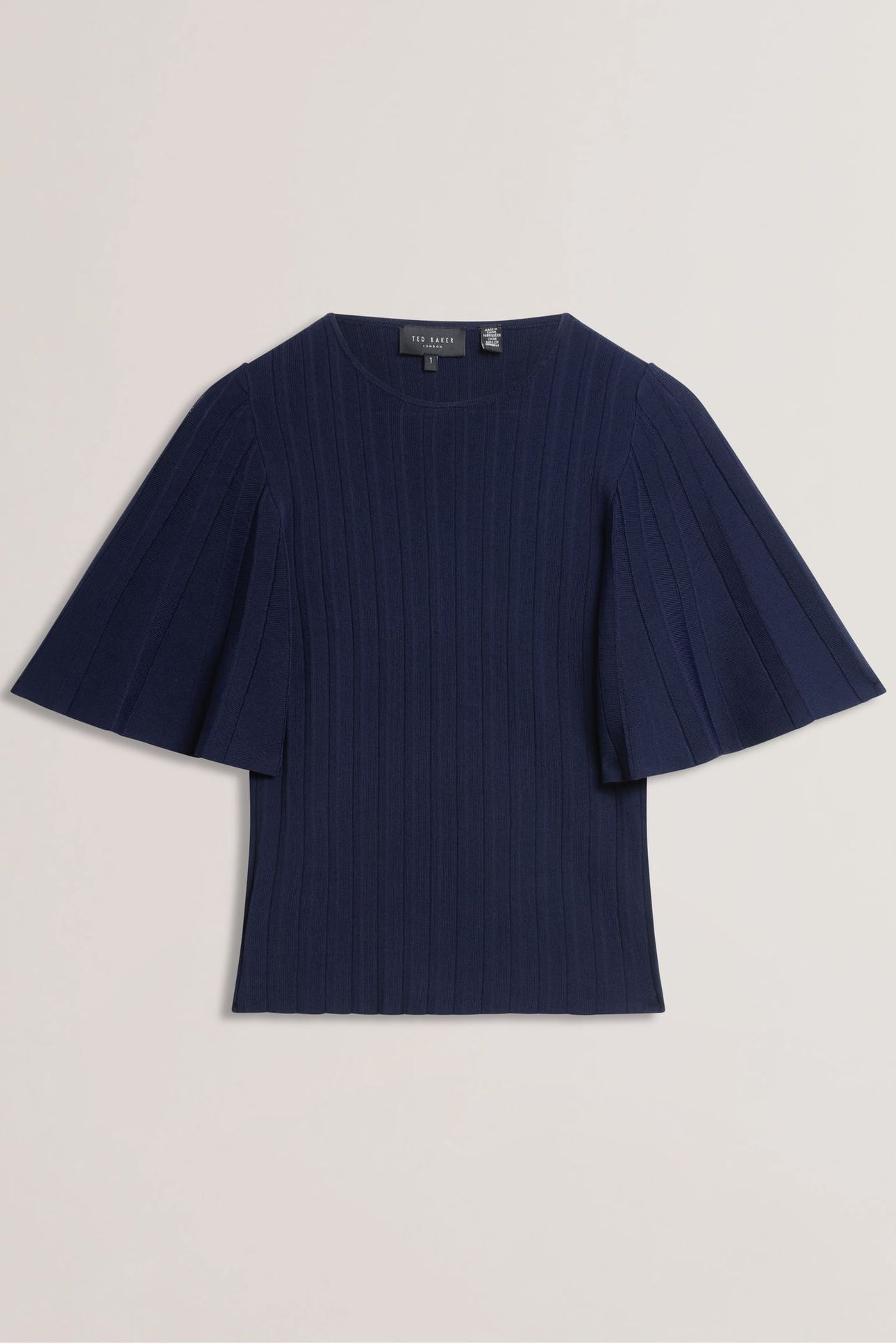 IIVANNA CREW NECK FLUTED SLEEVE KNIT NAVY 3