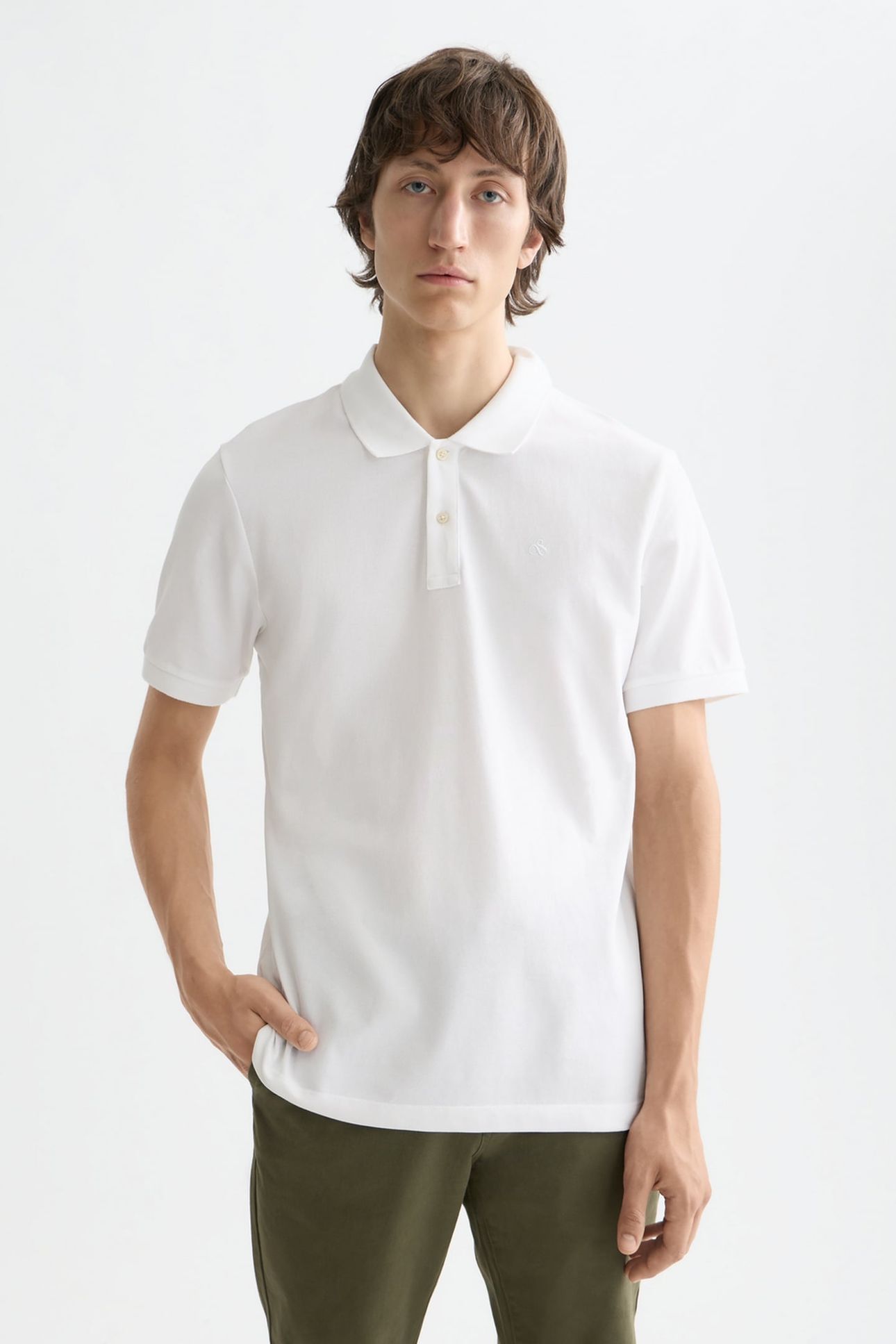 CHEST LOGO REGULAR-FIT PIQUE POLO WHITE TRADITIONAL 1