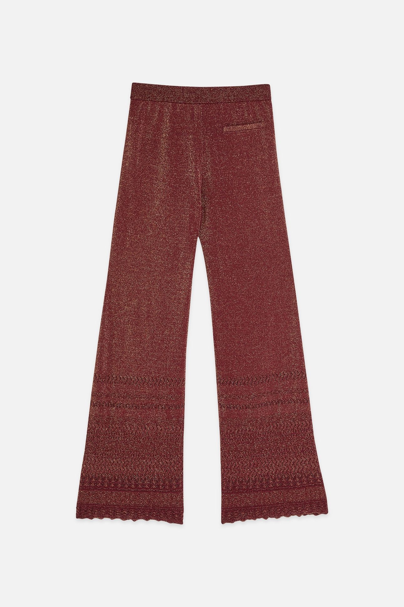METALLIC POINTELLE KNITTED TROUSERS BURNT HENNA 5