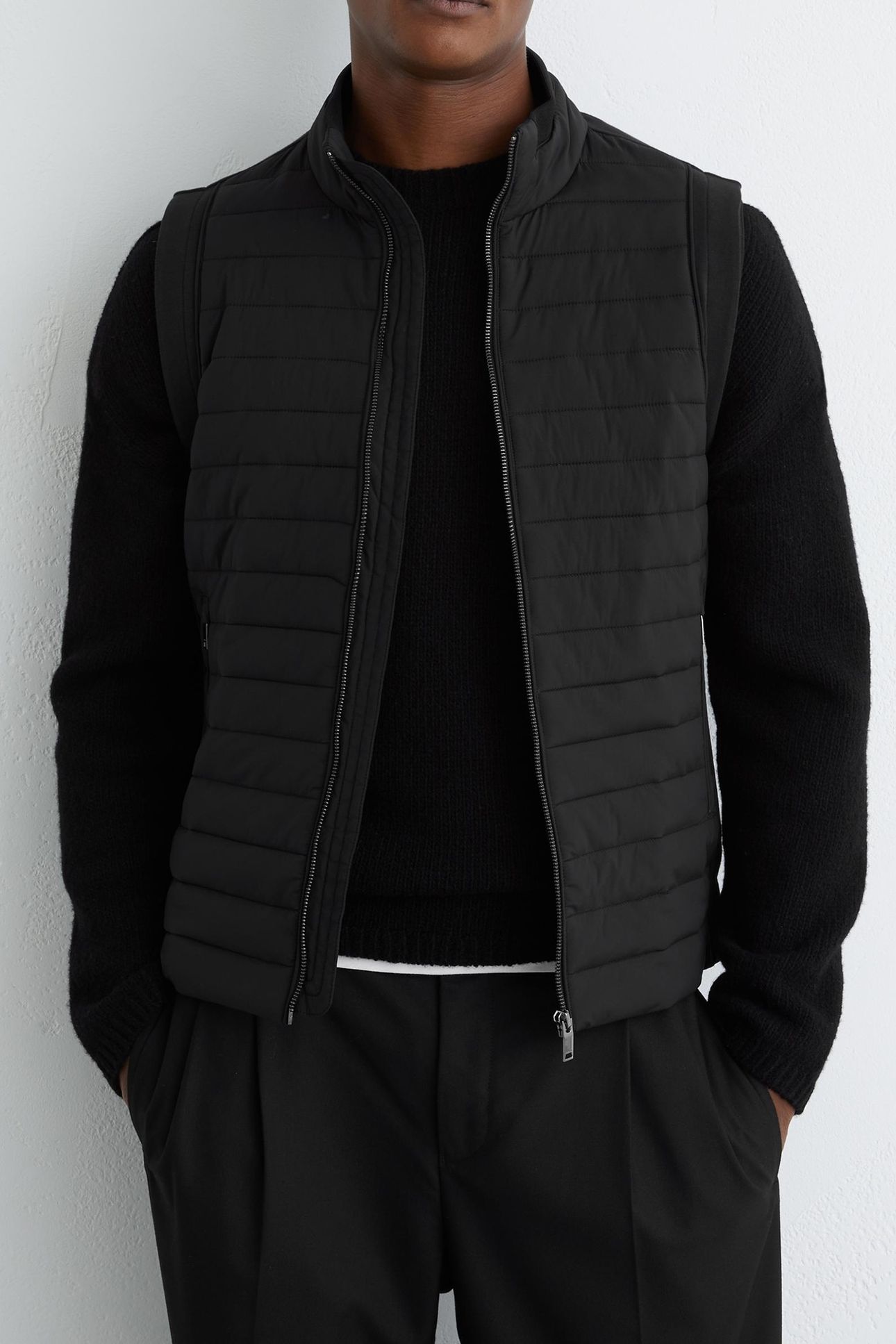 LS ZIP THROUGH GILET BLACK 2