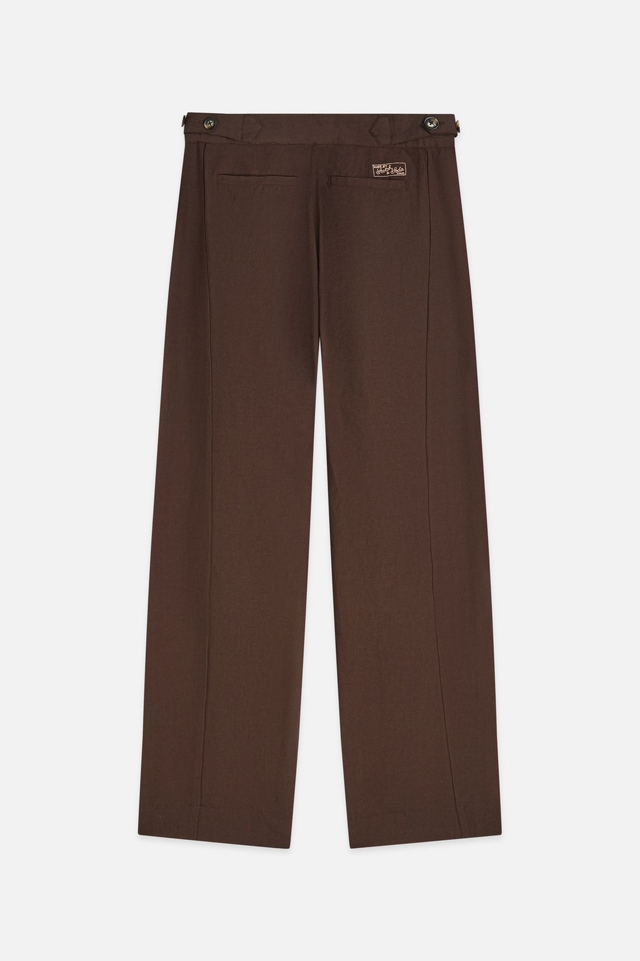QUINN - MID RISE WIDE LEG LINEN COTTON PANTS HOT FUDGE 2
