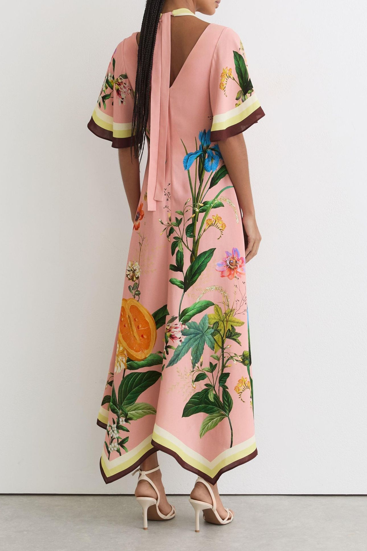 SHORT SLEEVE PLACEMENT PRINTED MIDI DRESS PINK 3