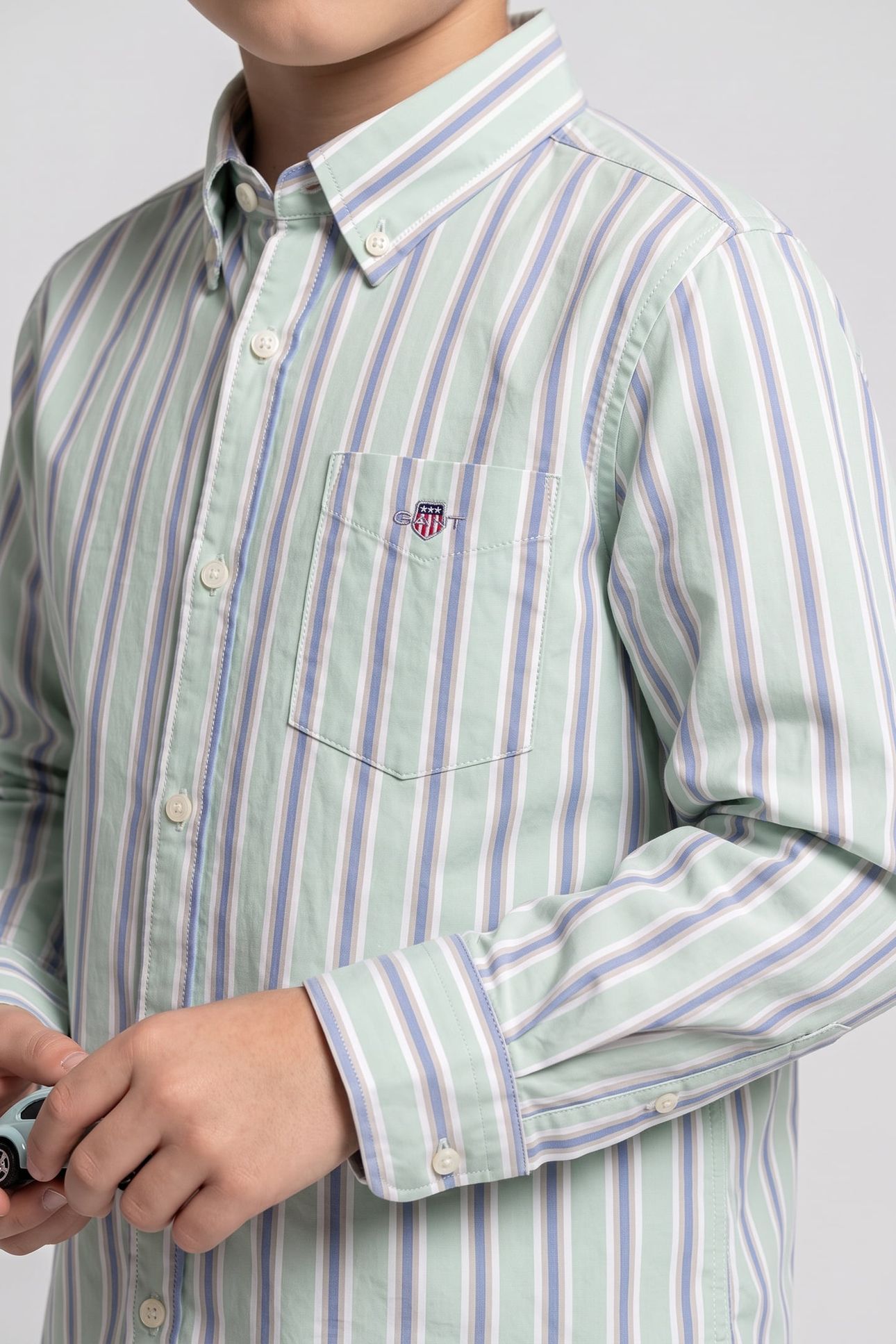 TEEN BOYS SEASONAL STRIPE SHIRT TURQUOISE 3
