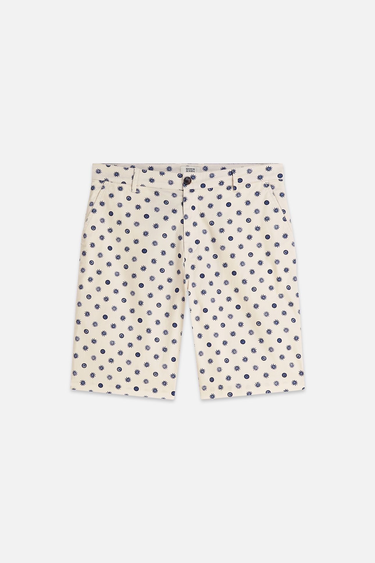STUART PRINTED STRETCH COTTON CHINO SHORTS MEDIUM BEIGE 1