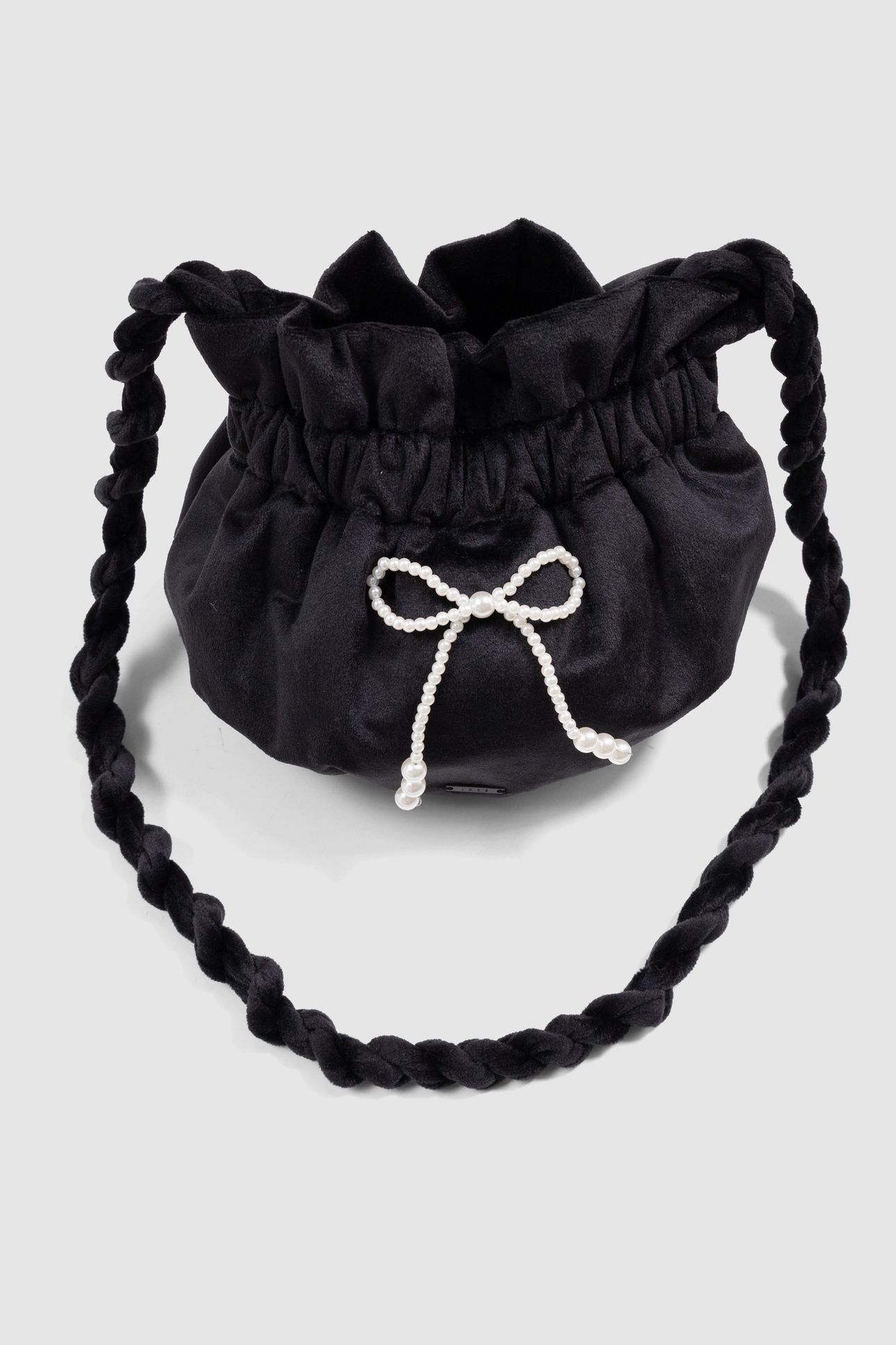 GIRLS’ BLACK PANNE VELVET BUCKET BAG 2