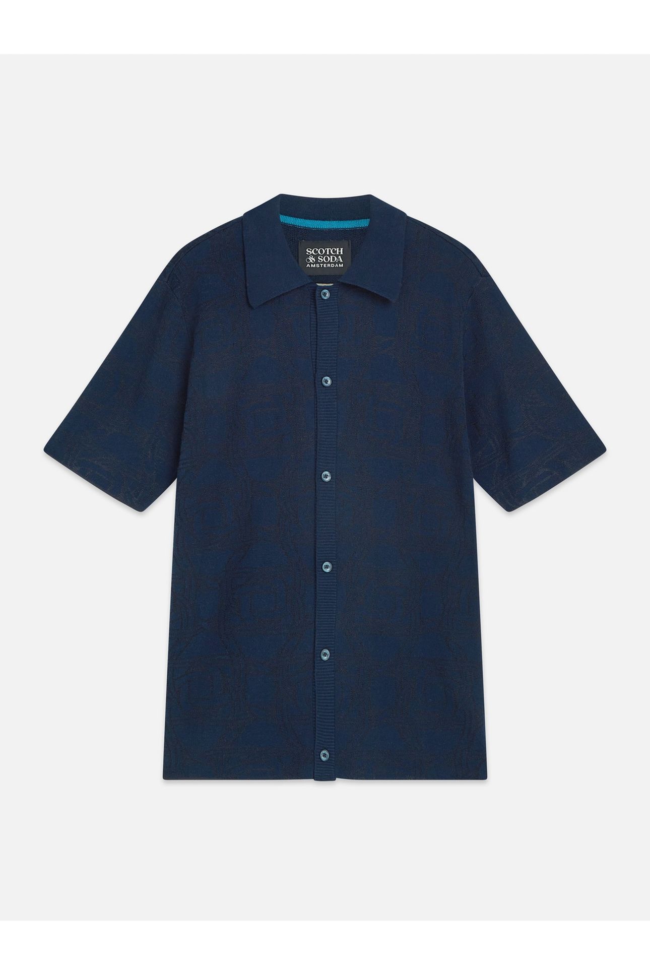 TONEONTONE KNITTED SHORT SLEEVE SHIRT NAVY 1