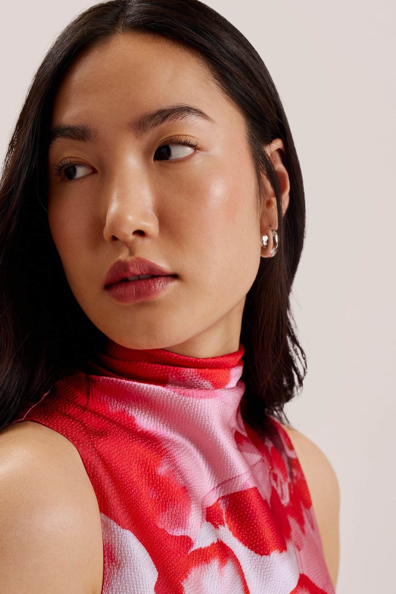 KOHANA COWL NECK SLEEVELESS PRINTED RED 4