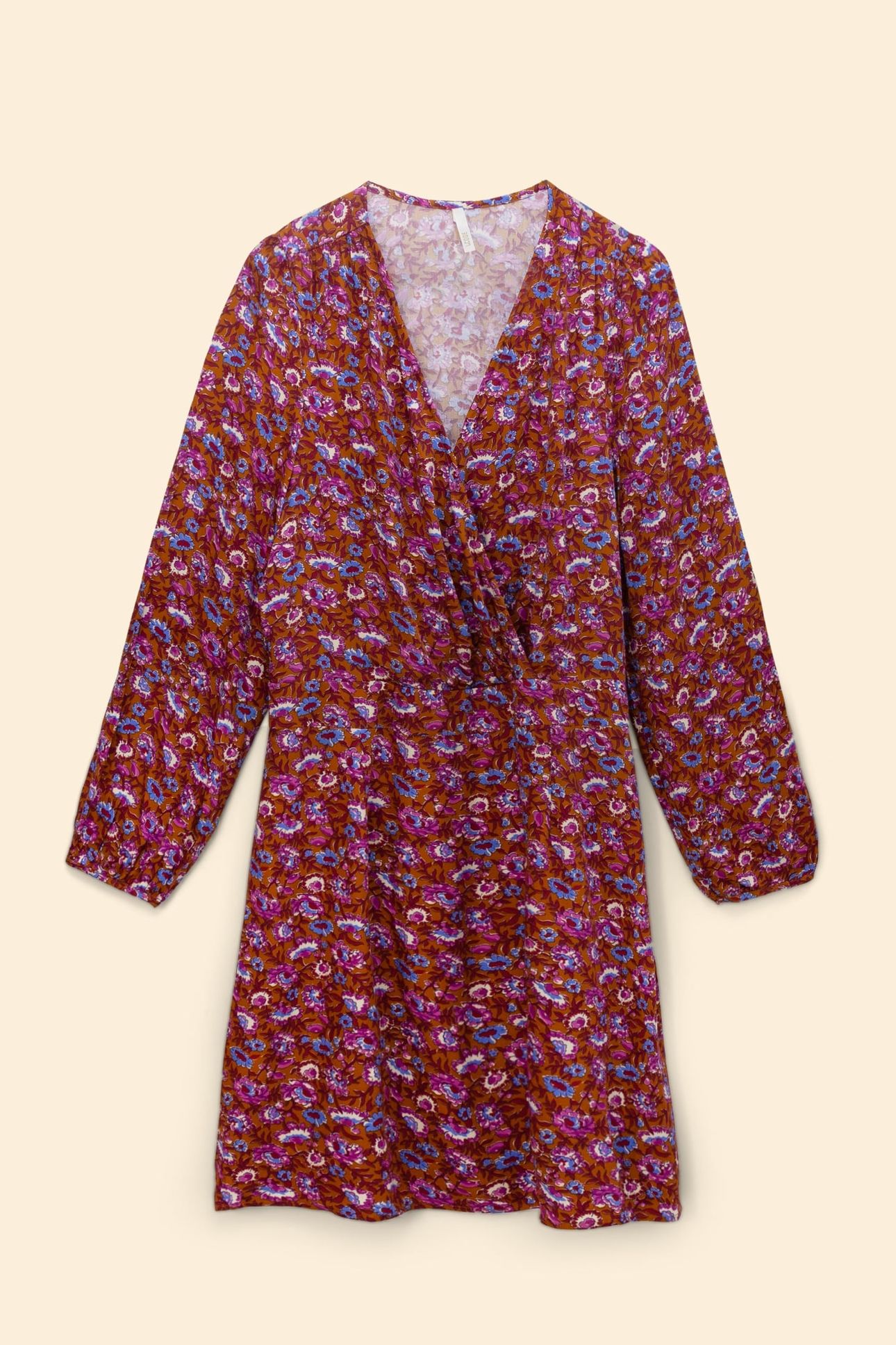 CAMEL DRESS WITH ANEMONE PRINT 4