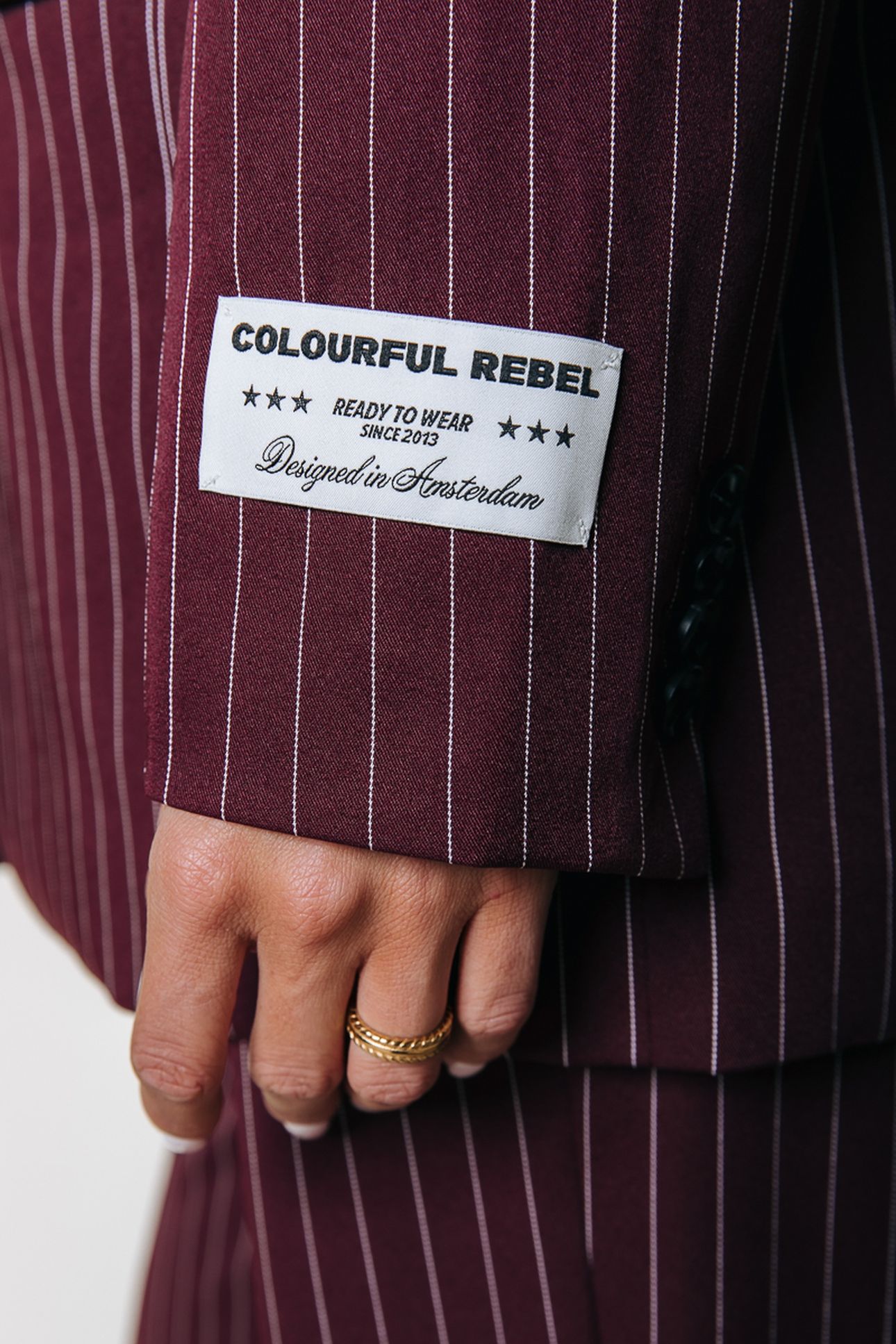 JESRA PINSTRIPE SINGLE BREASTED BLAZER MERLOT RED 5